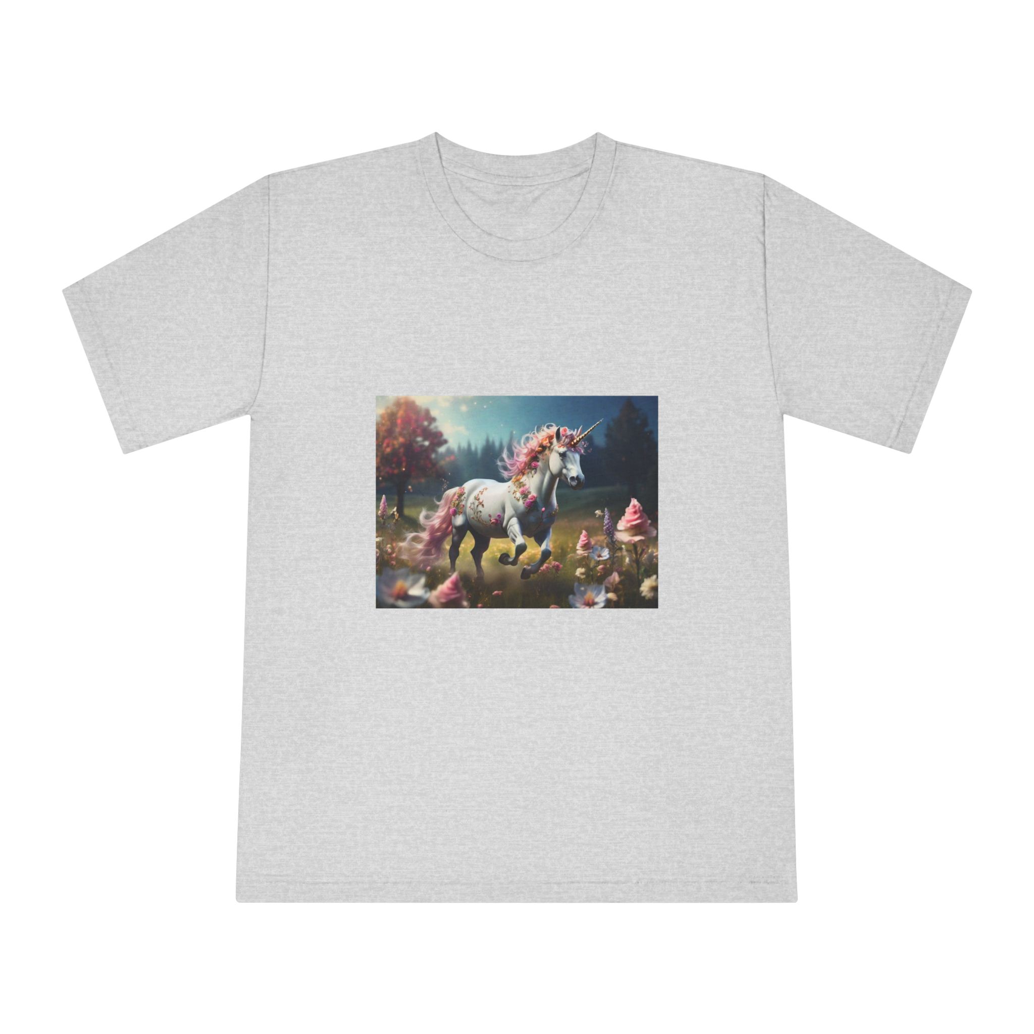 Beautiful Unicorn Running Magical Meadow Unicorn Background Images Whimsical Unicorn (38) Unisex Classic Crewneck T Shirt - Image 13