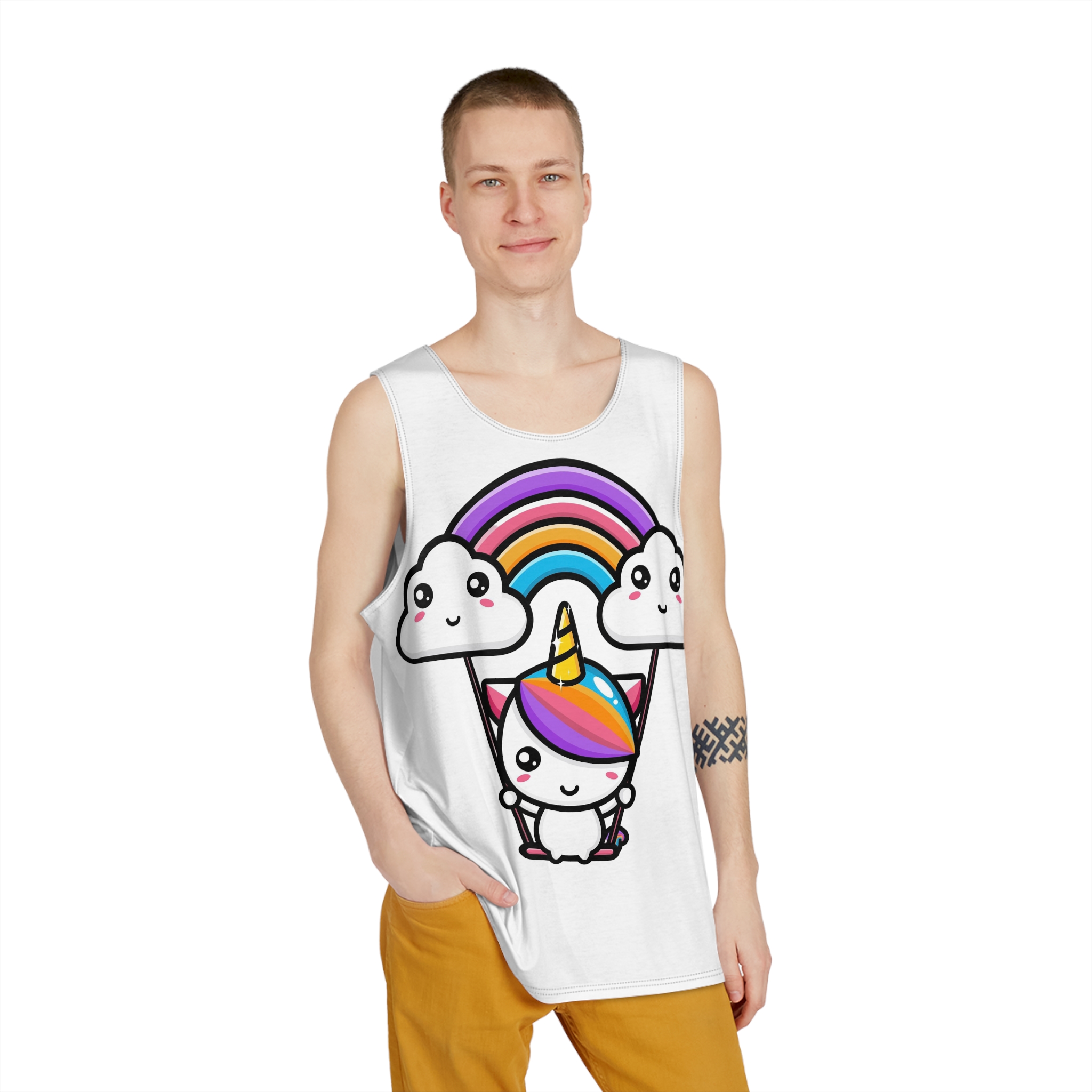 Cute Unicorn Mascot Design (3) Mens Tank Aop - Image 3