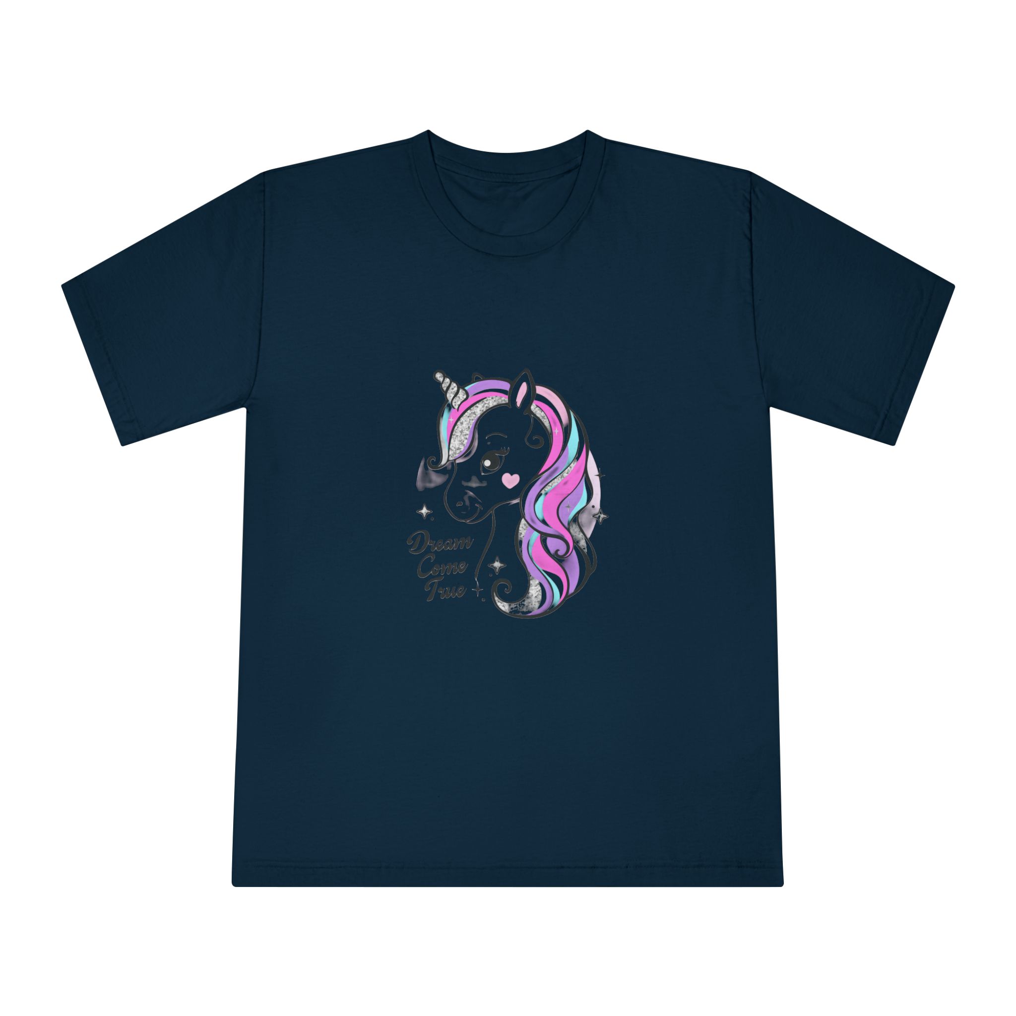 Art Beautiful Little Unicorn On A White Background Sequins Print For Clothes and T Shirts Vector Illustration Cartoon Unisex Classic Crewneck T Shirt - Image 17