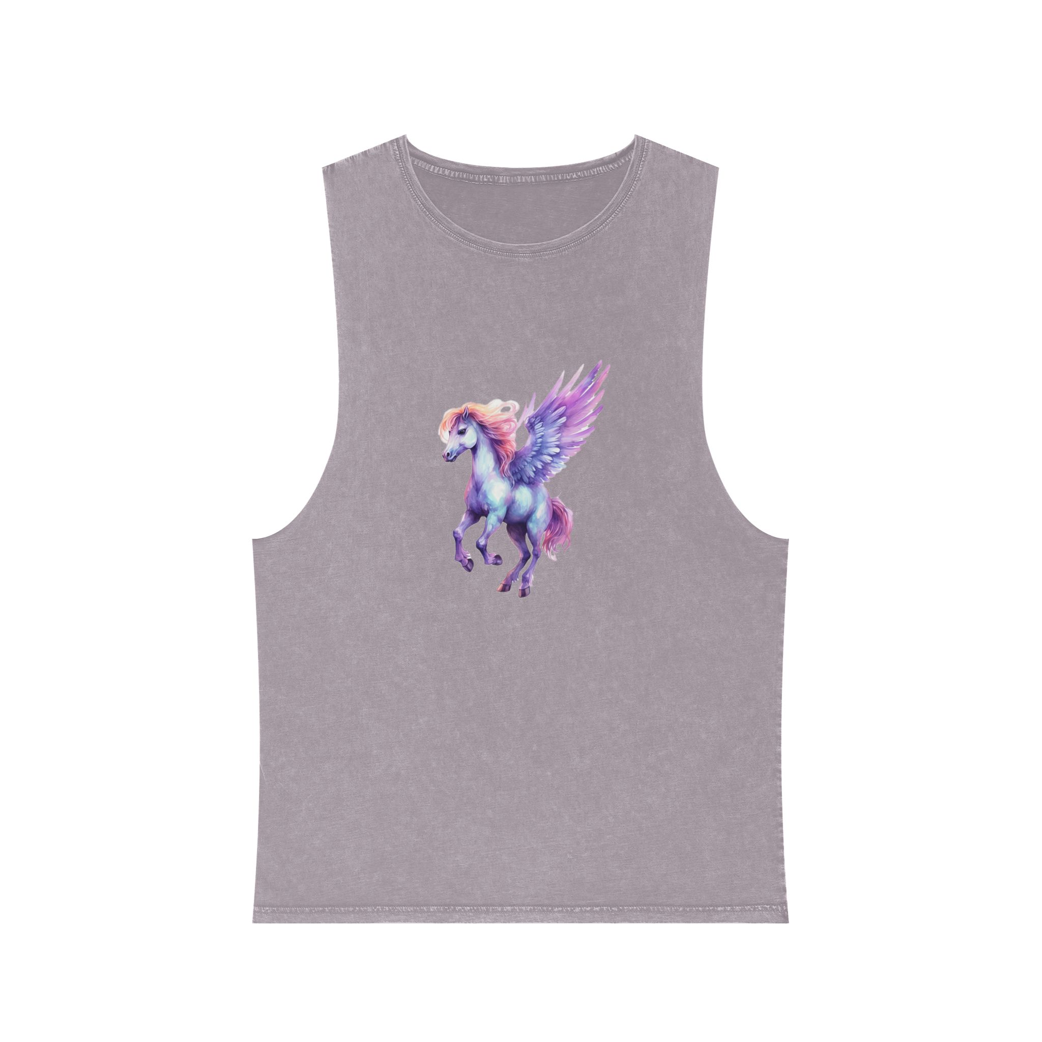 Pegasus Watercolor Clipart Cute Isolated White Background With Generative Ai Technology Unisex Stonewash Tank Top - Image 17