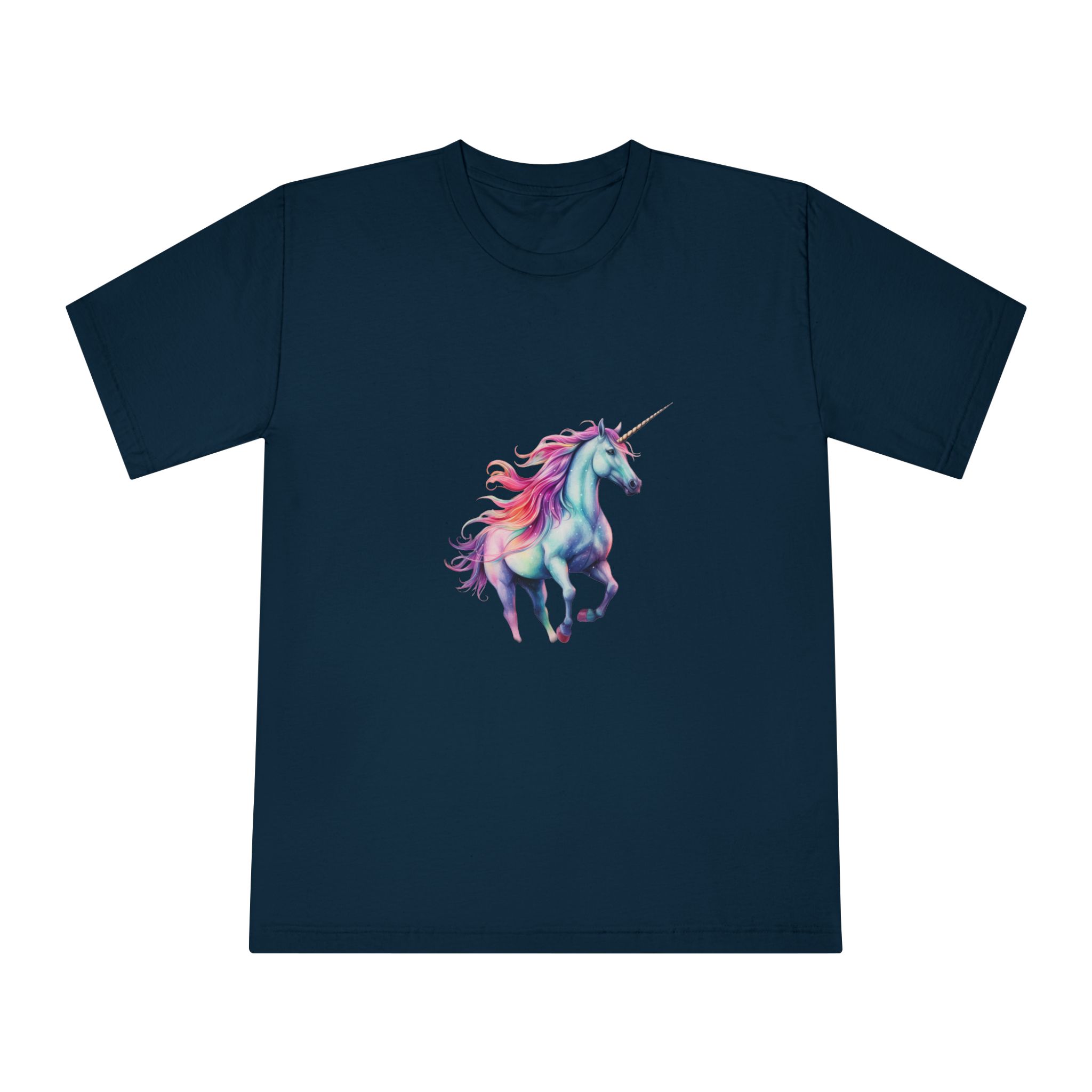 Unicorn With Rainbow Mane Pink Mane Running Sky Generative Ai Unisex Classic Crewneck T Shirt - Image 17