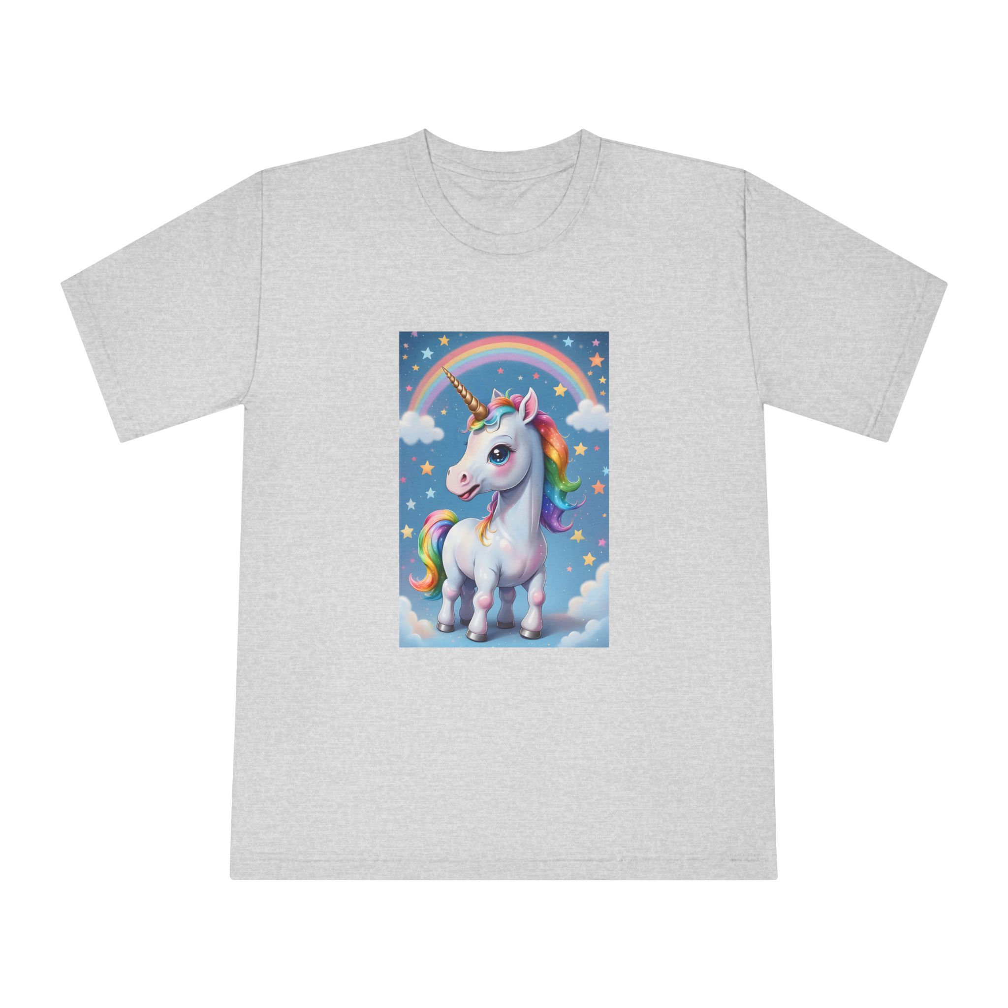 Happy Unicorn Background Sky Rainbow Copy Unisex Classic Crewneck T Shirt - Image 13