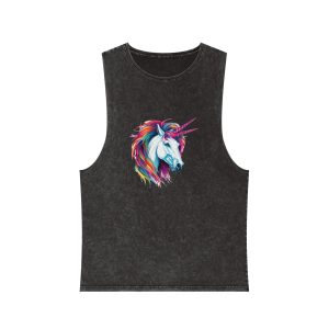 Close Up Unicorns Head With Colorful Mane Generative Ai Copy Unisex Stonewash Tank Top
