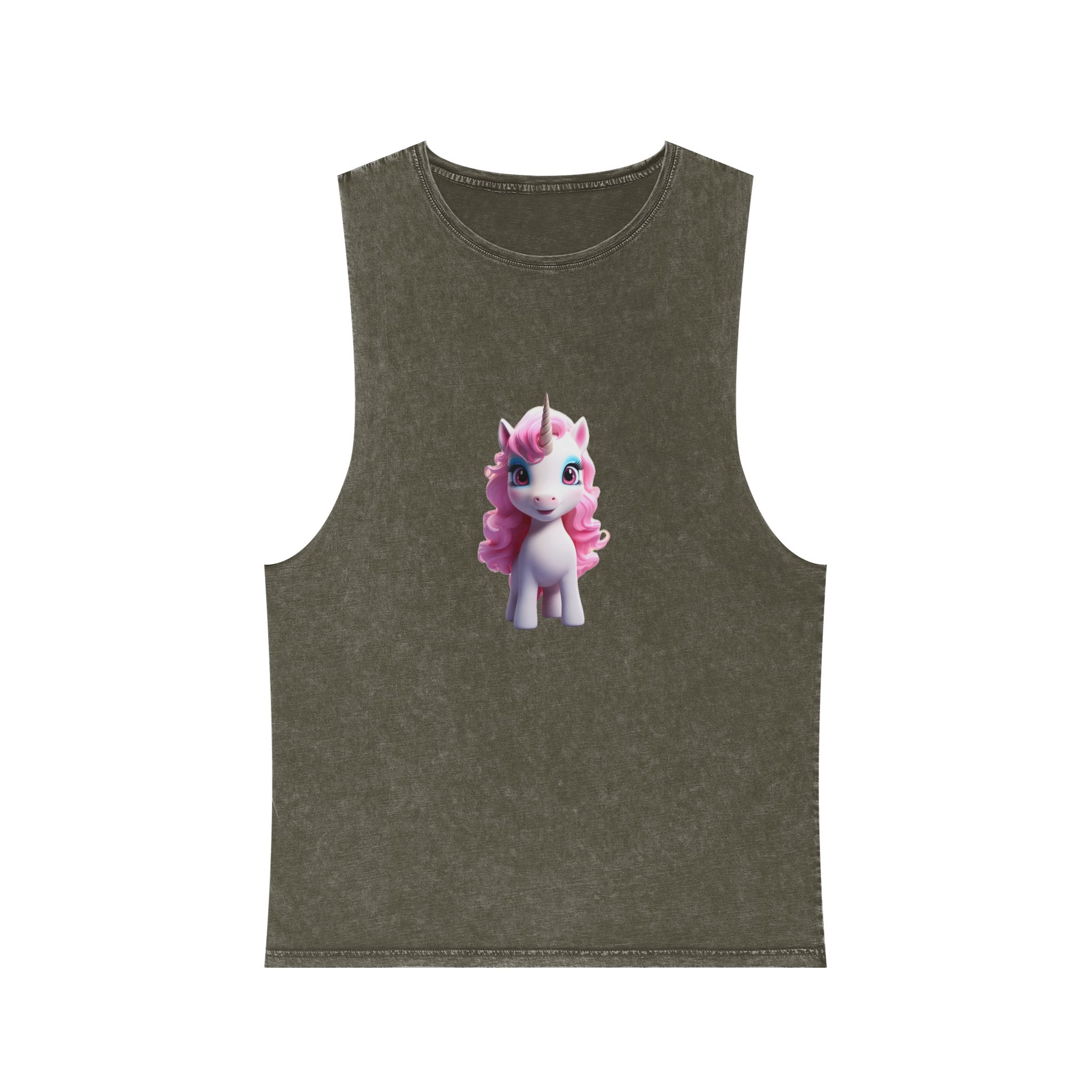 Colorful Cartoon Animated 3d Unicorn Children (11) Unisex Stonewash Tank Top - Image 5