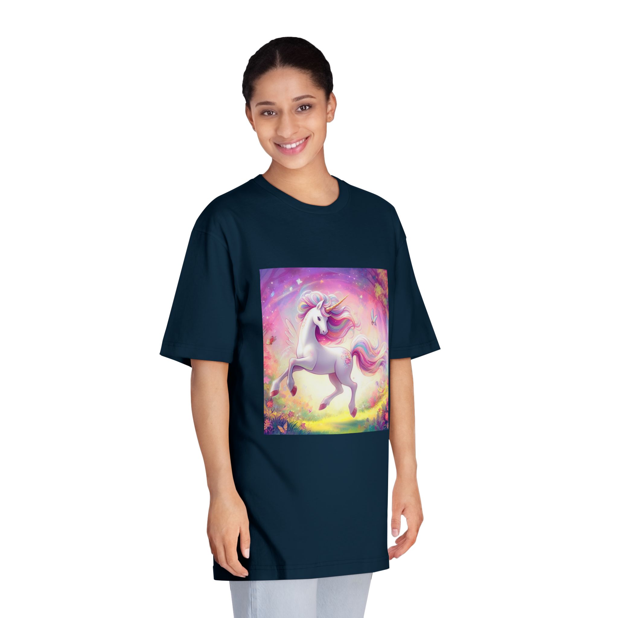 Beautiful Unicorn Running Magical Meadow Unicorn Background Images Whimsical Unicorn (2) Unisex Classic Crewneck T Shirt - Image 19