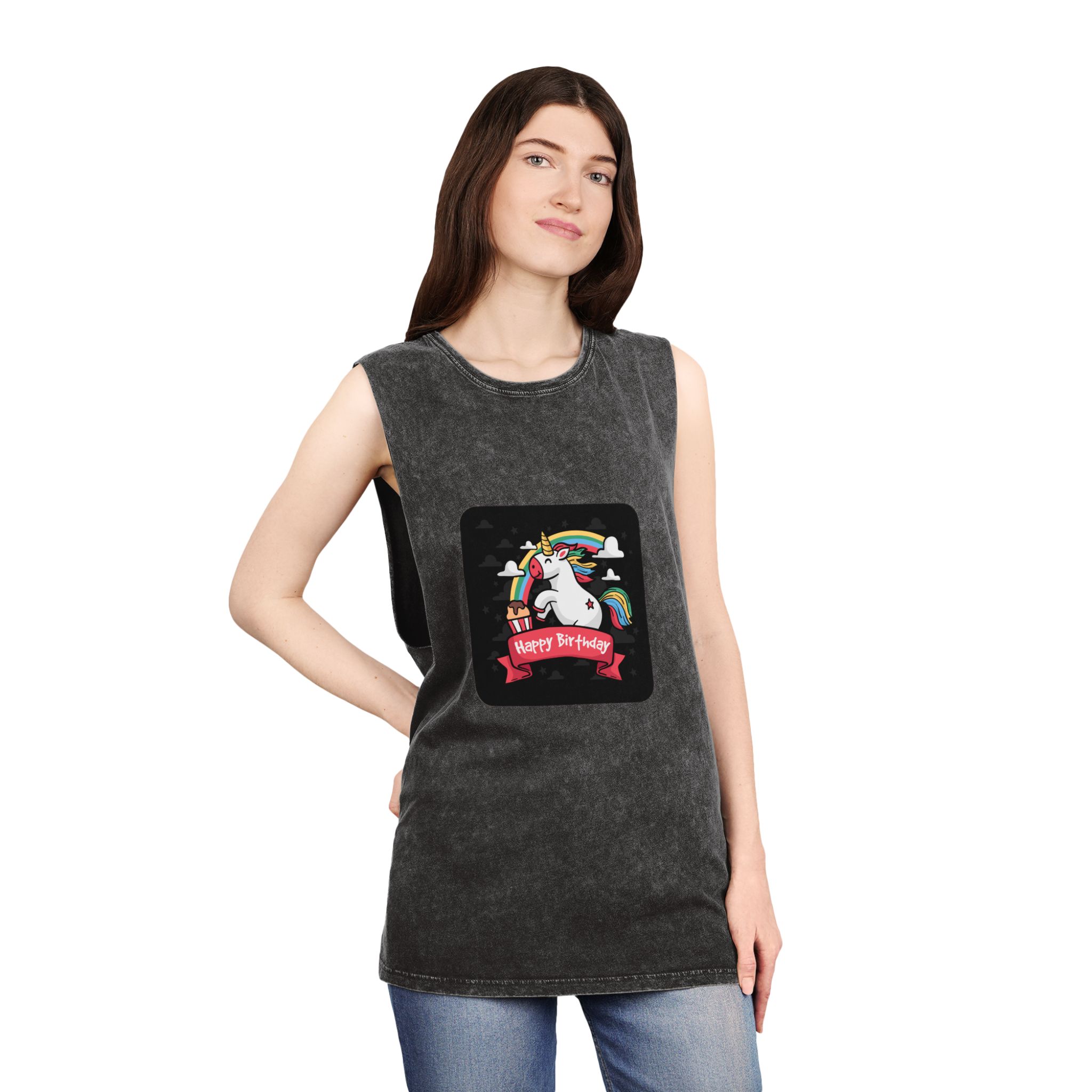 Unicorn V102 Unisex Stonewash Tank Top - Image 4