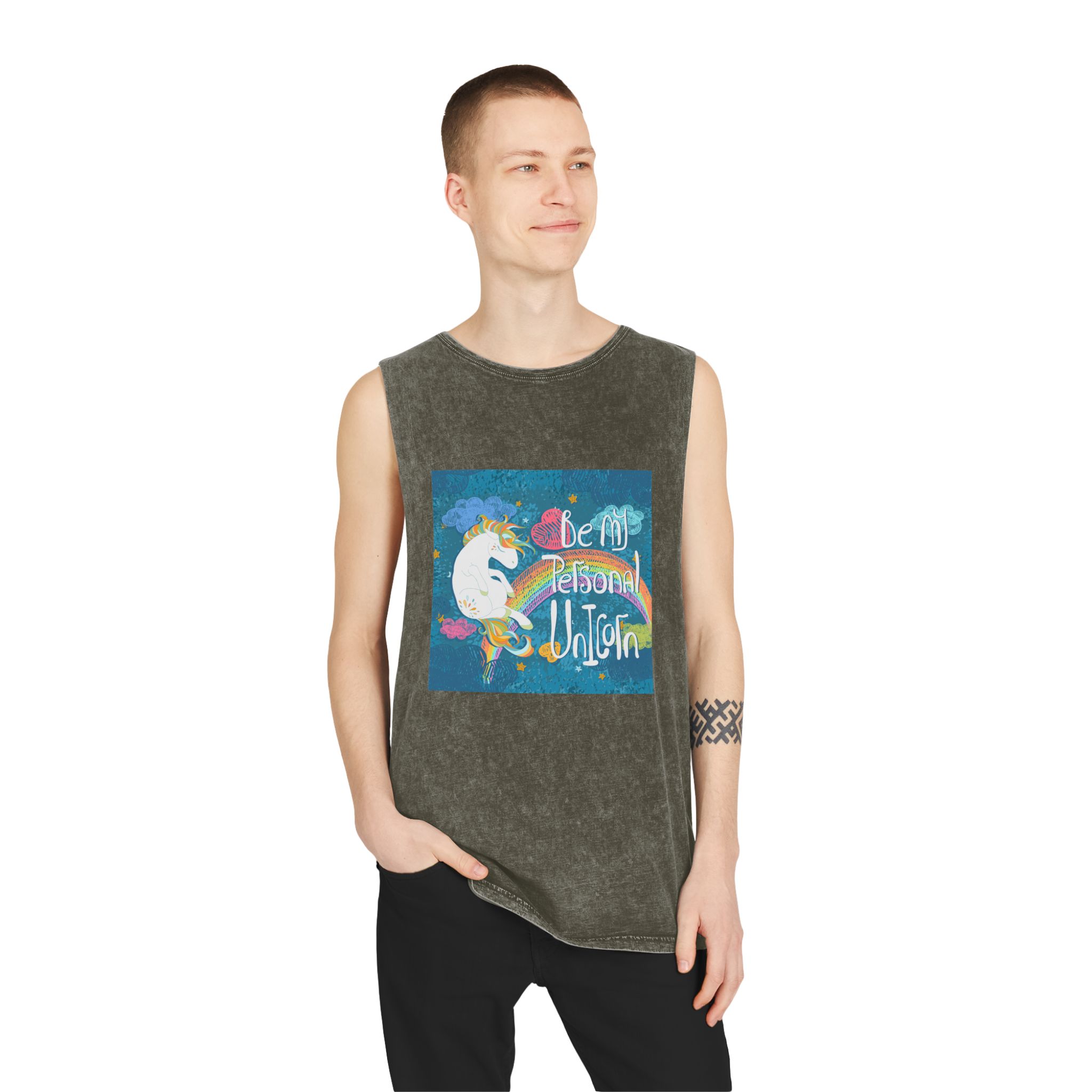 Be My Personal Unicorn Unisex Stonewash Tank Top - Image 7
