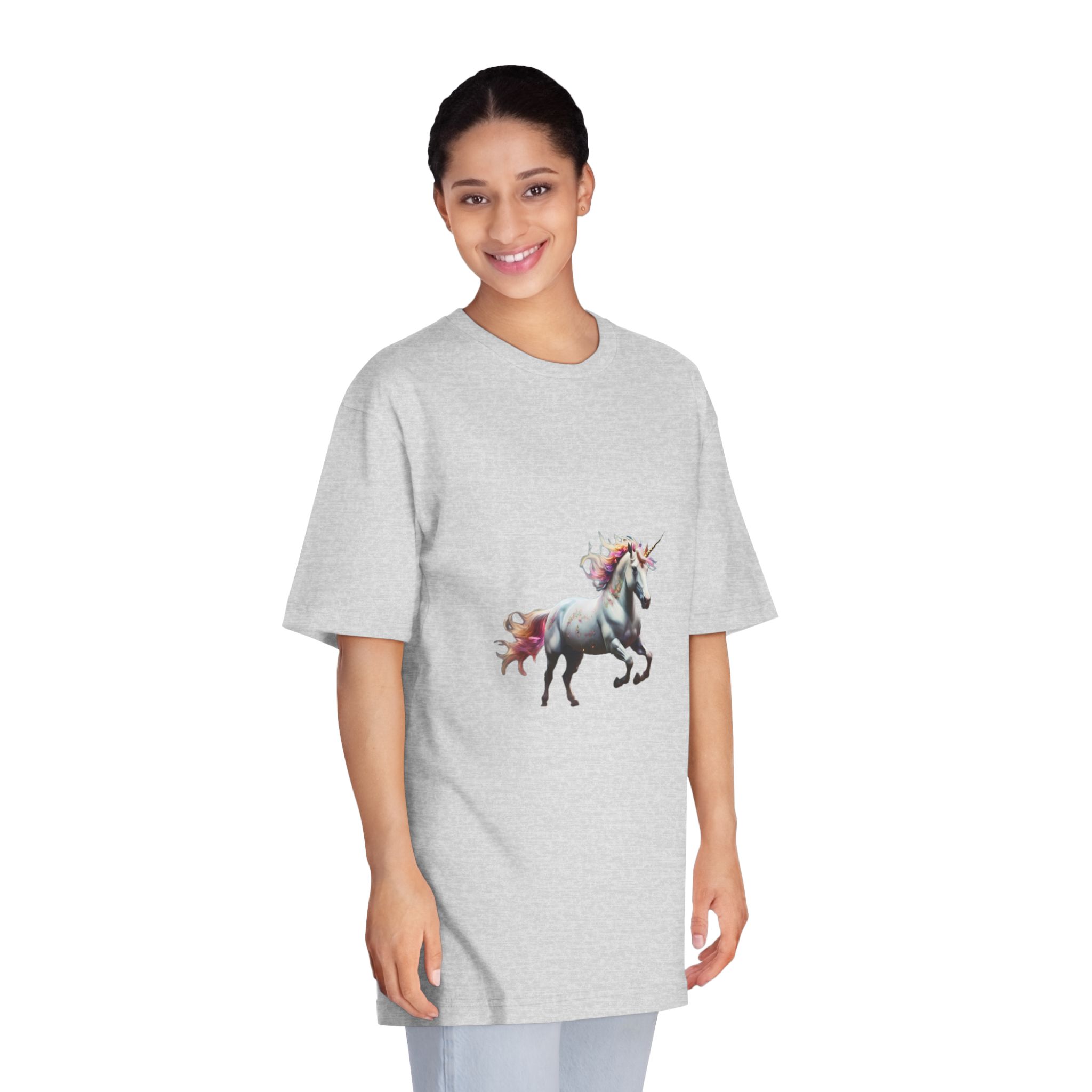 Beautiful Unicorn Running Magical Meadow Unicorn Background Images Whimsical Unicorn (34) Unisex Classic Crewneck T Shirt - Image 15