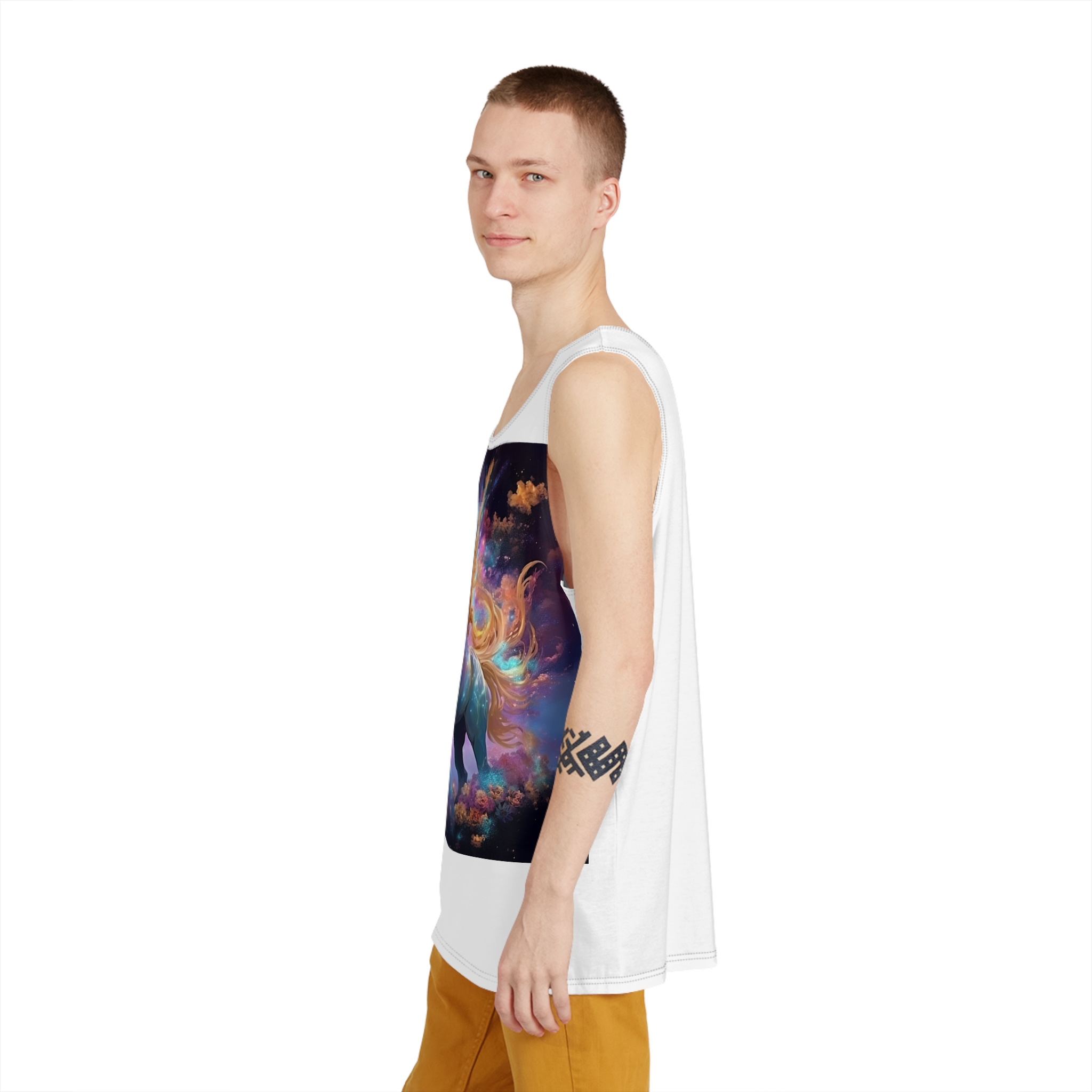 Unicorn Clouds With Rainbow Mane Star Field Generative Ai Mens Tank Aop