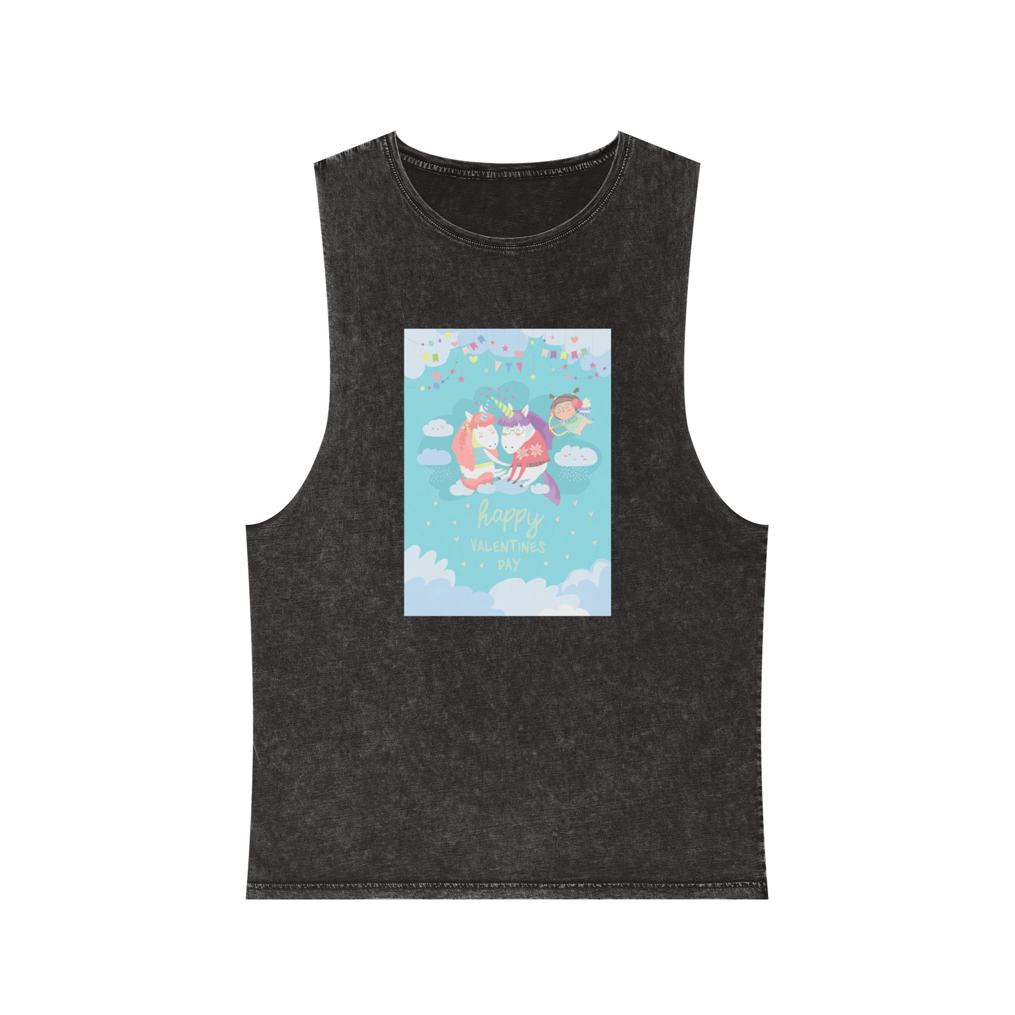 Cute Card With Fairy Unicorns Love Unisex Stonewash Tank Top