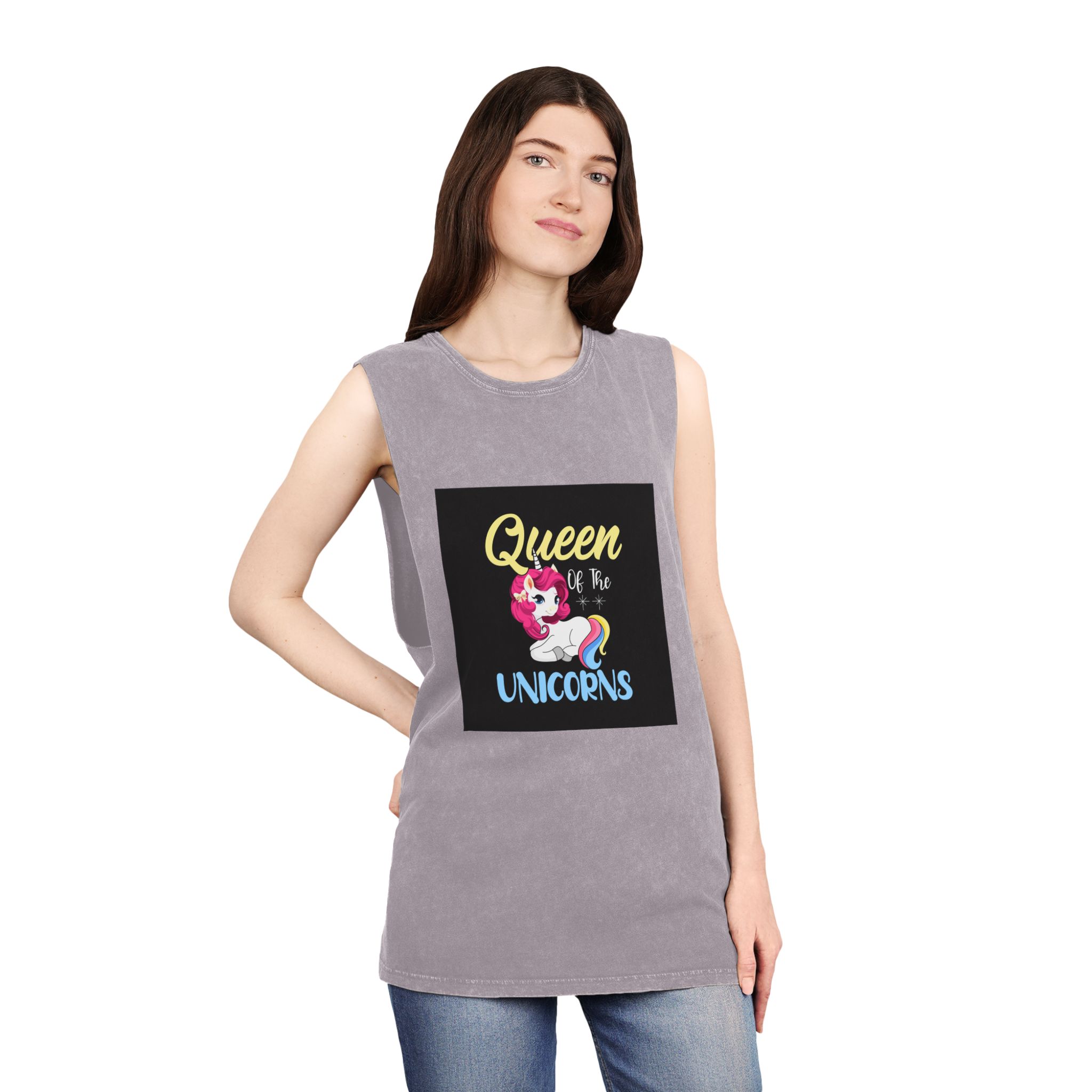 Unicorn 19 Unisex Stonewash Tank Top - Image 20