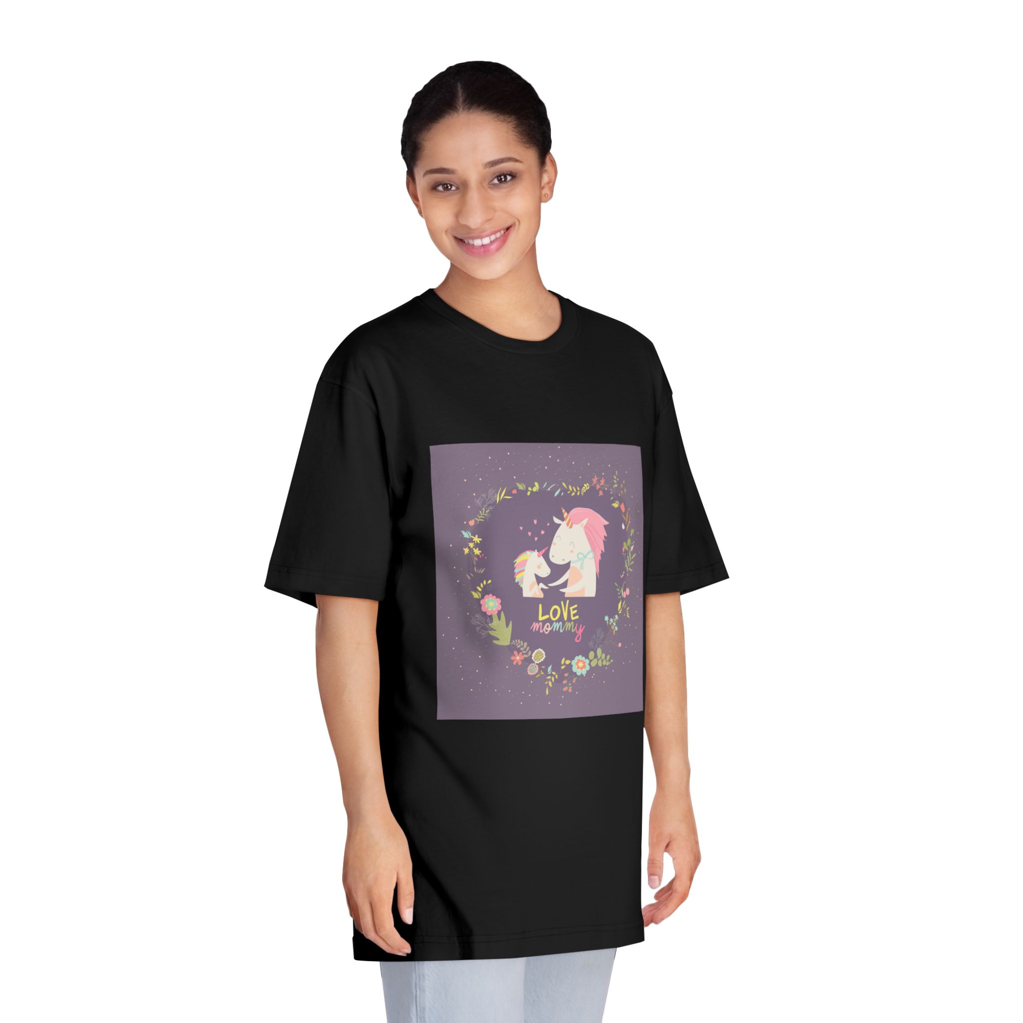 Cute Small Unicorn With Mom Wreath Unisex Classic Crewneck T Shirt - Image 7