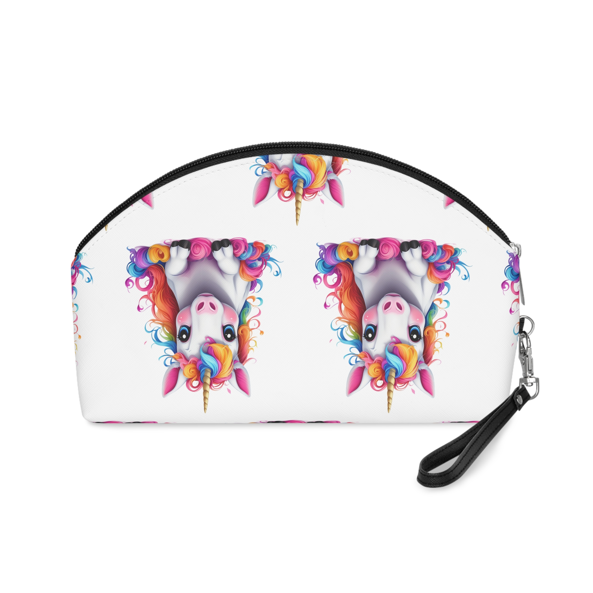 Cute Unicorn With Colorful Hair Isolated White Background Makeup Bag - Image 2