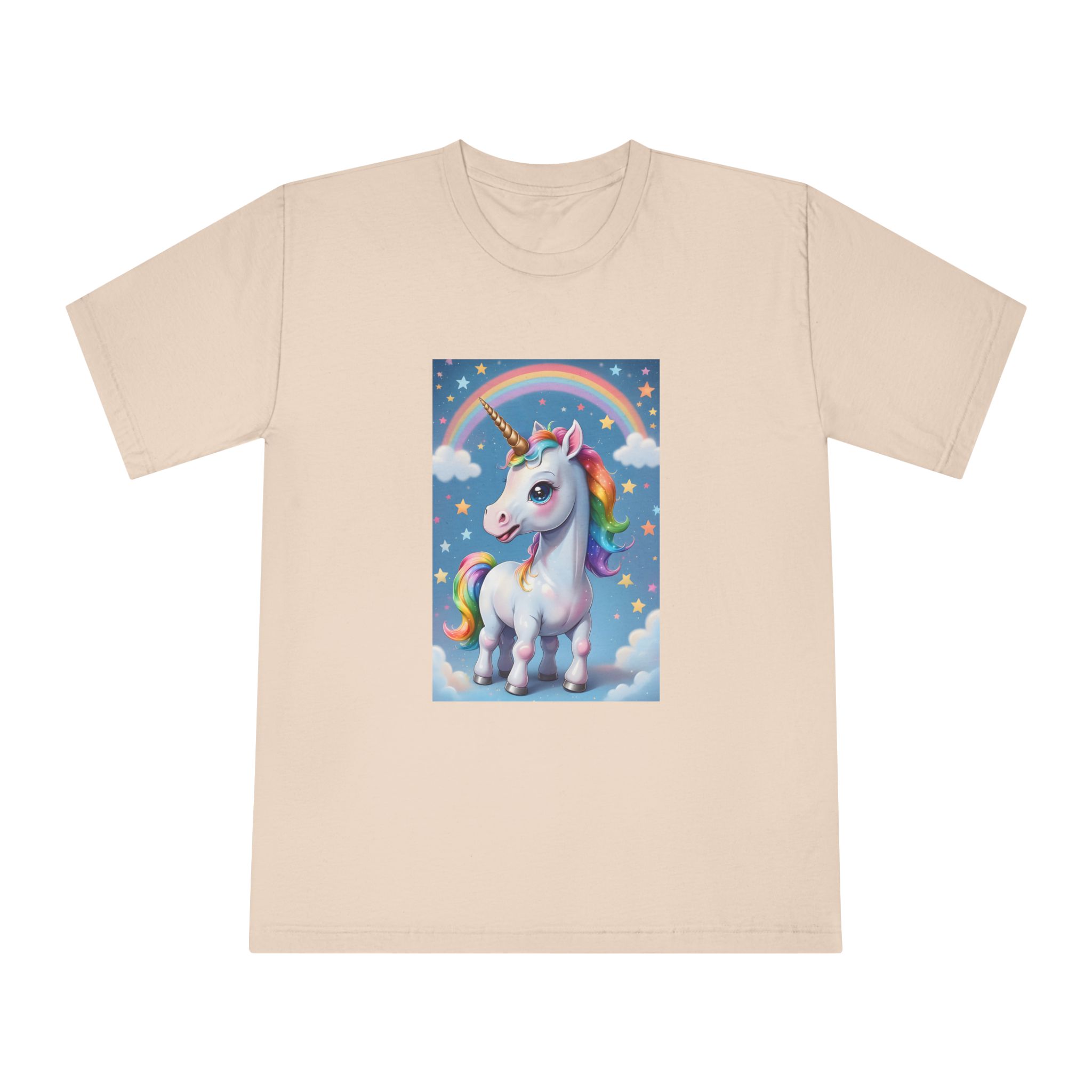 Happy Unicorn Background Sky Rainbow Copy Unisex Classic Crewneck T Shirt - Image 9