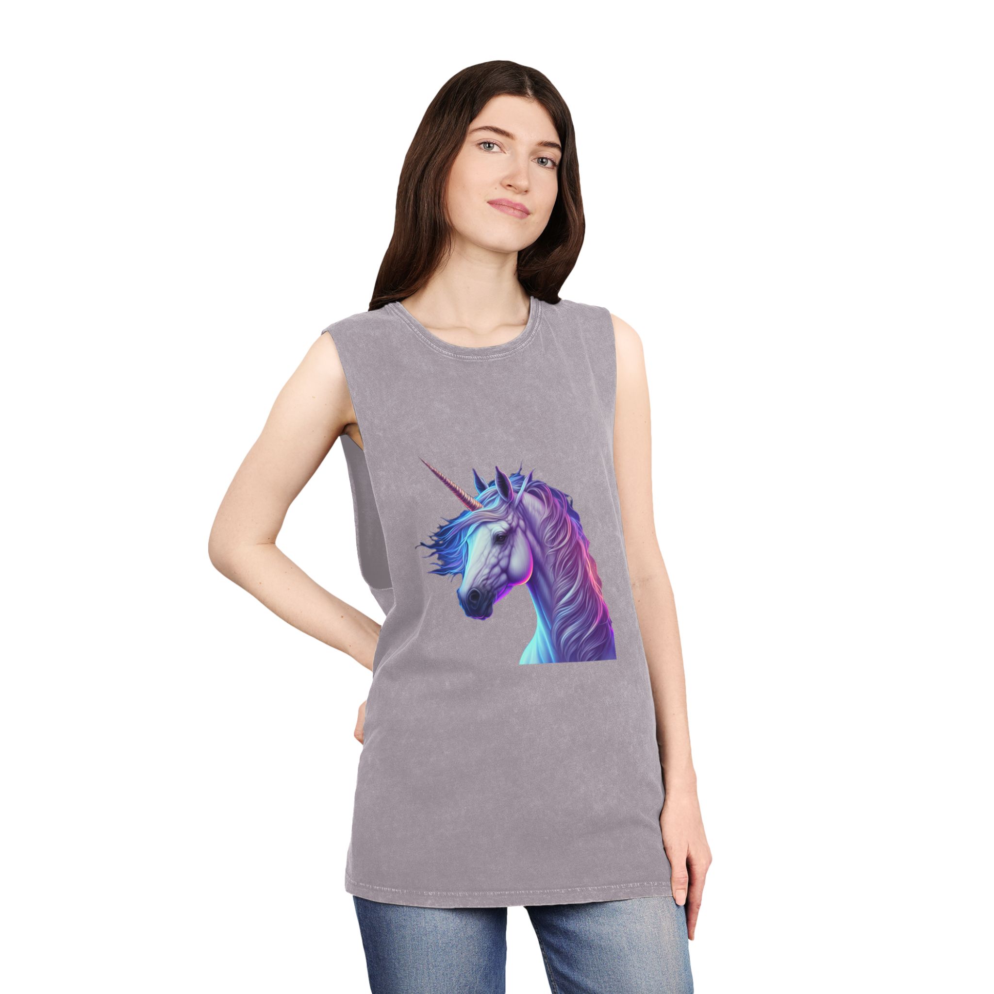 Adorable Colorful Unicorn Copy Unisex Stonewash Tank Top - Image 20
