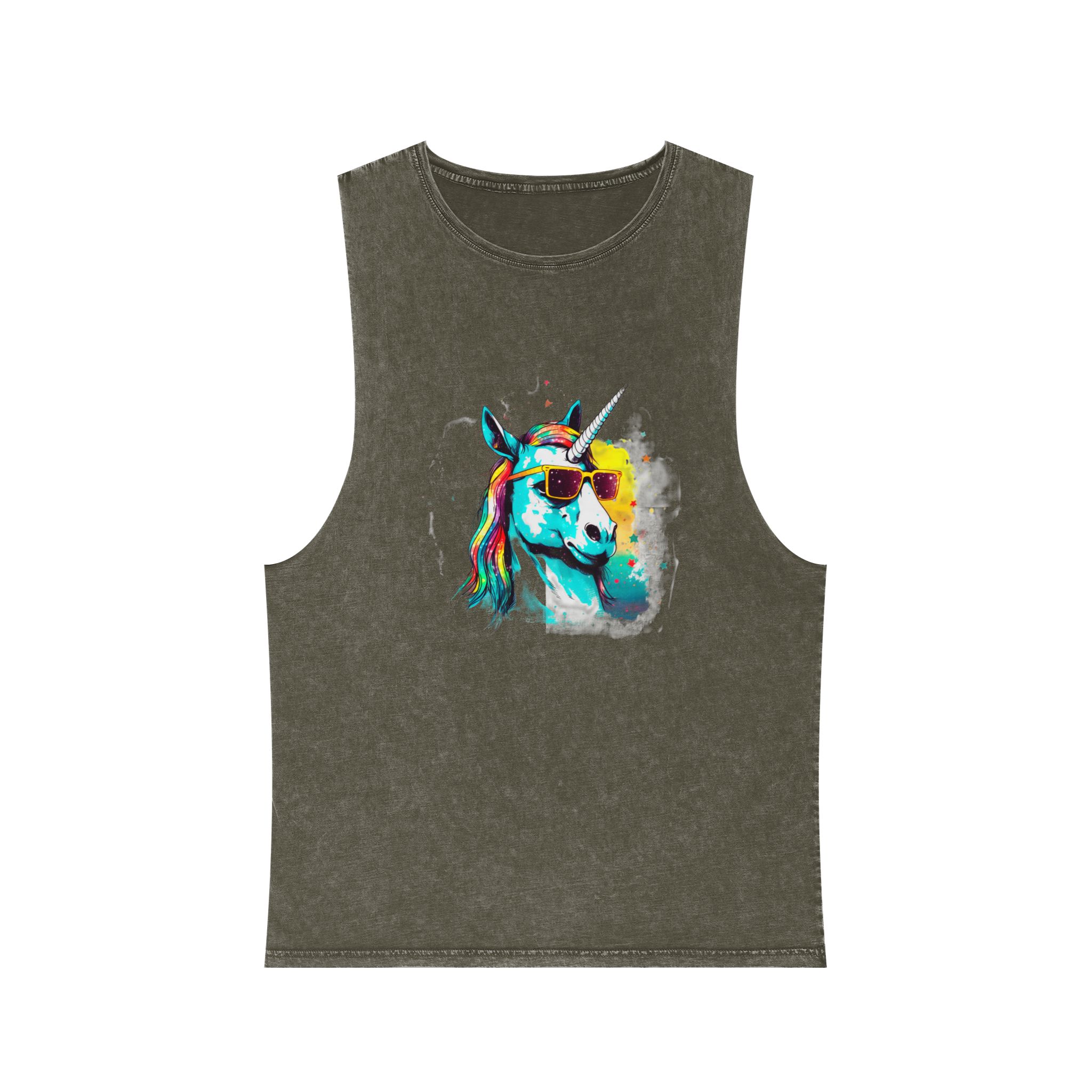 Cute Cartoon Baby Unicorn Isolated Transparent Background Ideal Tshirt Prints Stickers Mugs Unisex Stonewash Tank Top - Image 5