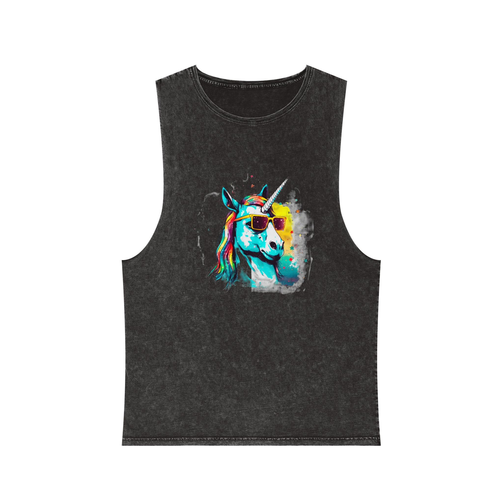 Cute Cartoon Baby Unicorn Isolated Transparent Background Ideal Tshirt Prints Stickers Mugs Unisex Stonewash Tank Top