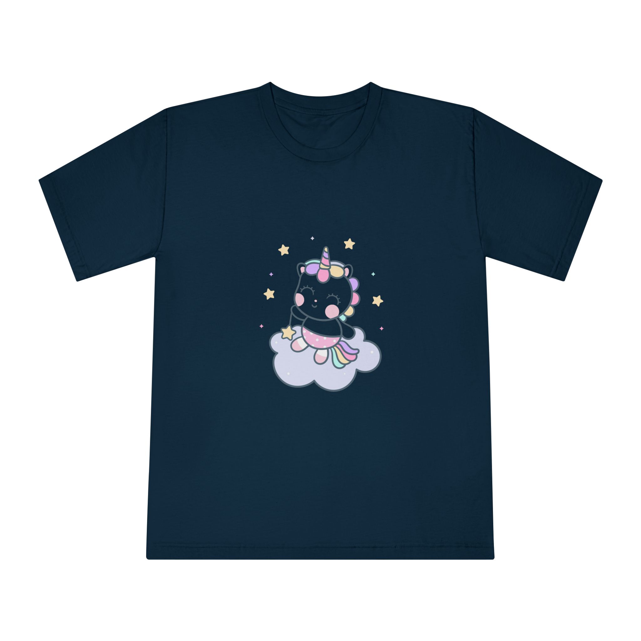 Hand Drawn Kawaii Unicorn Vector Cloud Unisex Classic Crewneck T Shirt - Image 17