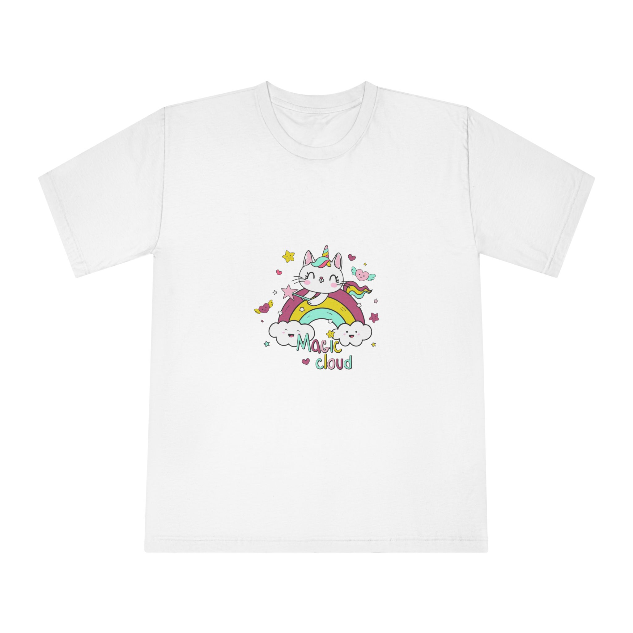 Unicorn Cat Rainbow With Magic Cloud Illustration Unisex Classic Crewneck T Shirt
