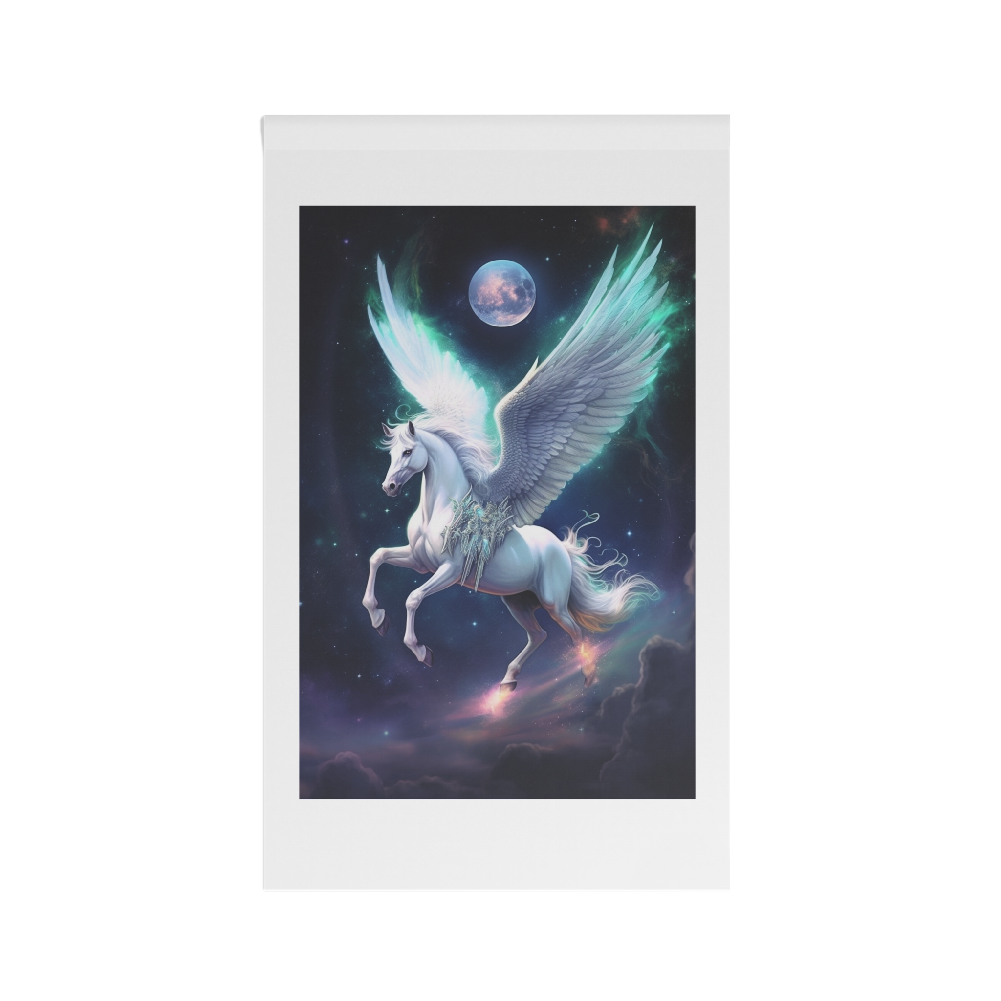 Unicorn With Wings Flying Sky With Full Moon Background Generative Ai House Banner - Image 2