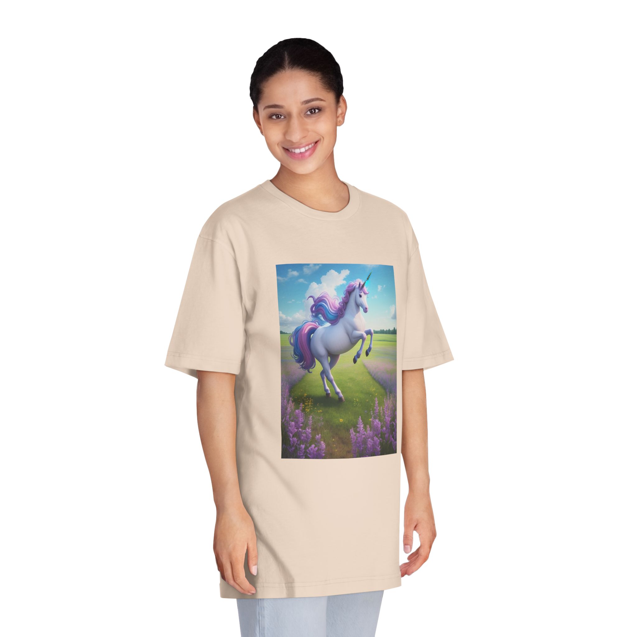 Beautiful Unicorn Running Magical Meadow Unicorn Background Images Whimsical Unicorn (72) Unisex Classic Crewneck T Shirt - Image 11