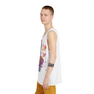 Illustration Unicorn Cartoon With Flower White Background Generative Ai (1) Mens Tank Aop