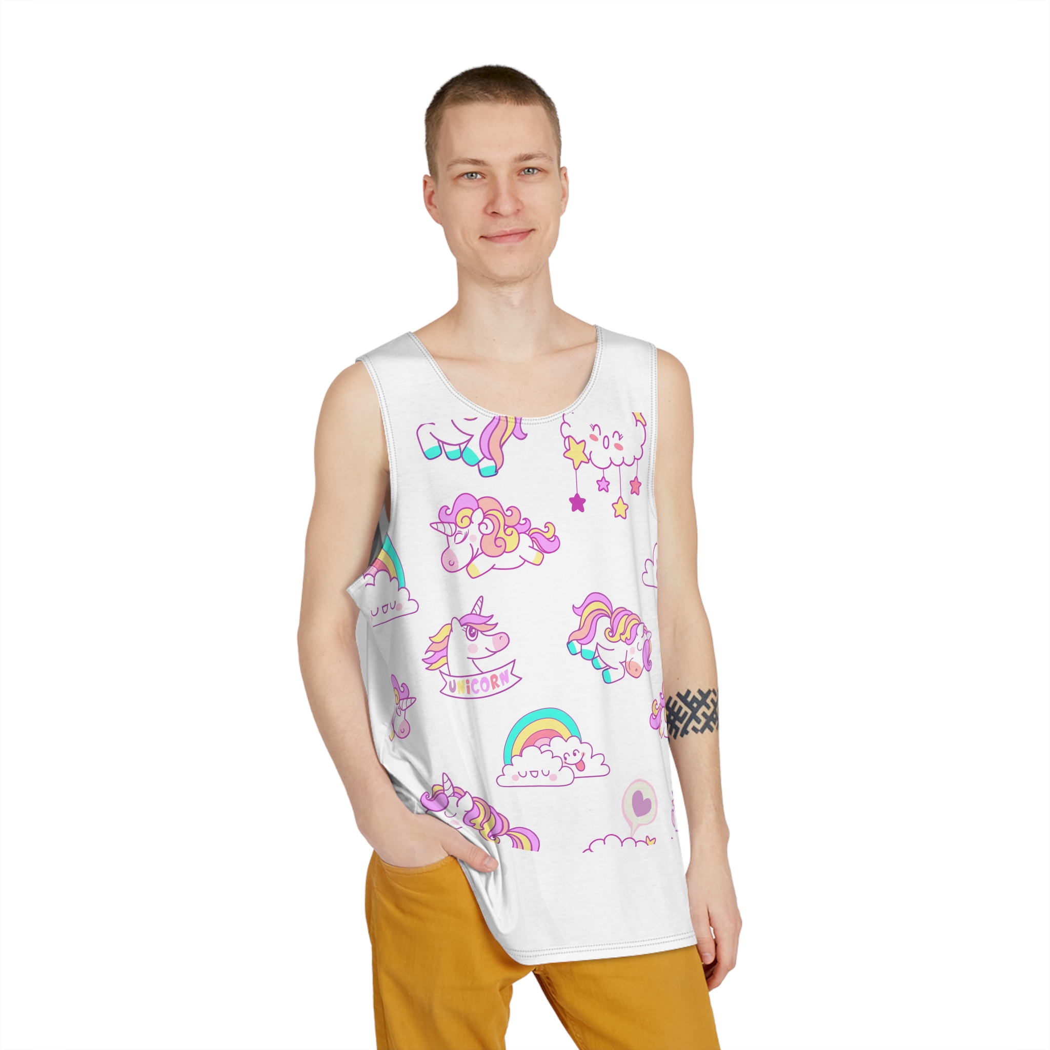 Seamless Unicorn Mens Tank Aop - Image 3