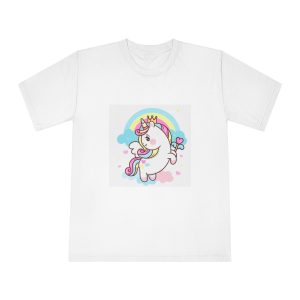 Cute Unicorn Vector Princess Pegasus Holding Heart Magic Wand On Pastel Sky With Sweet Cloud and Heart Pony Cartoon Kawaii Animals Background Unisex Classic Crewneck T Shirt