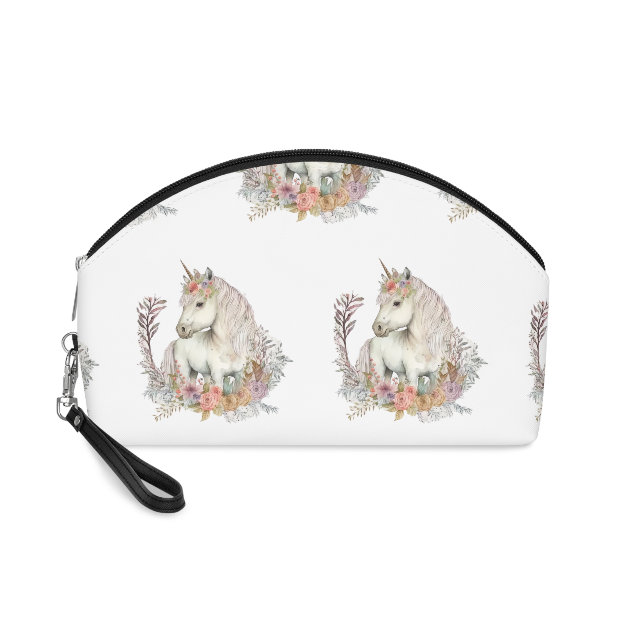 Watercolor Forest Cartoon Isolated Cute Baby Unicorn Animal Illustration Ai Generative Makeup Bag