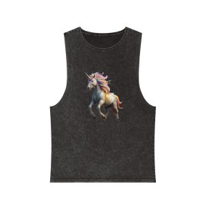 Colorful 3d Mythical Unicorn Unisex Stonewash Tank Top