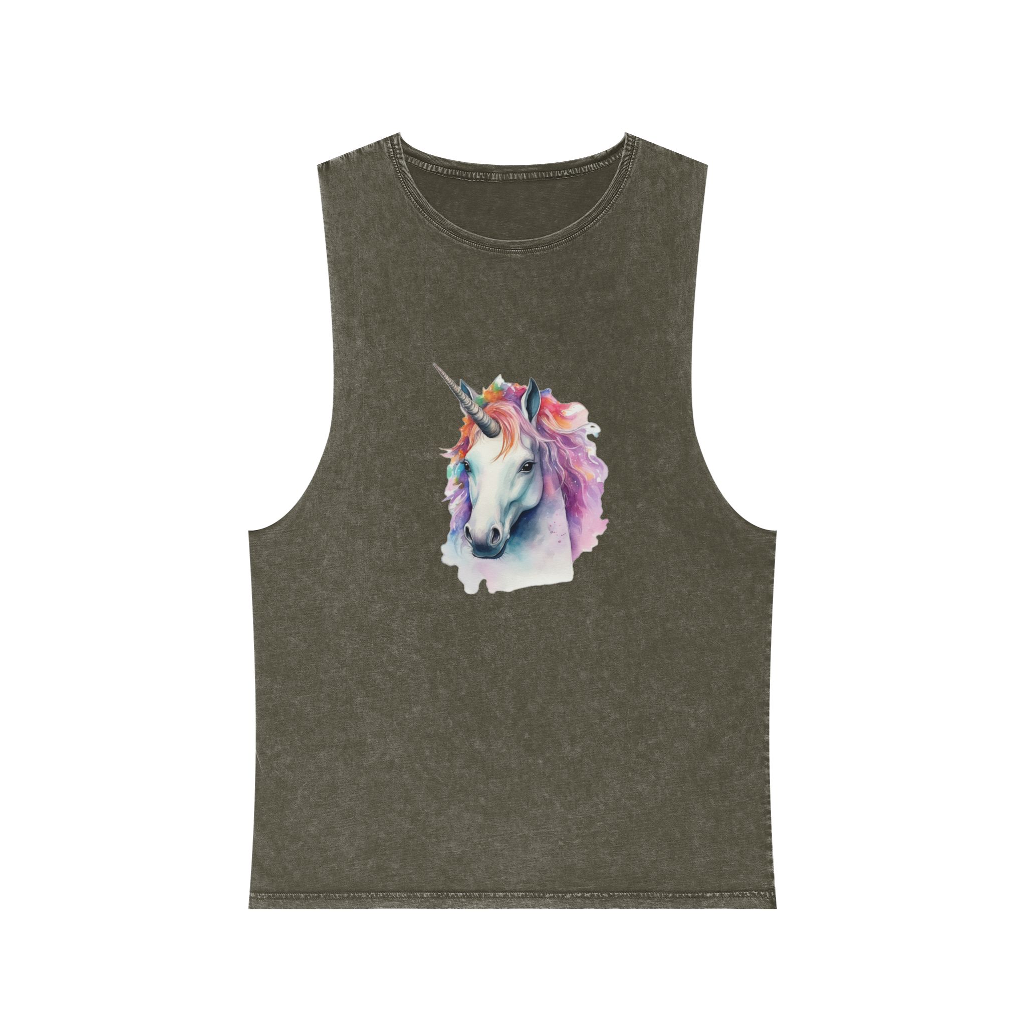 Painting Unicorn With Colorful Mane Long Mane Generative Ai (3) Unisex Stonewash Tank Top - Image 5