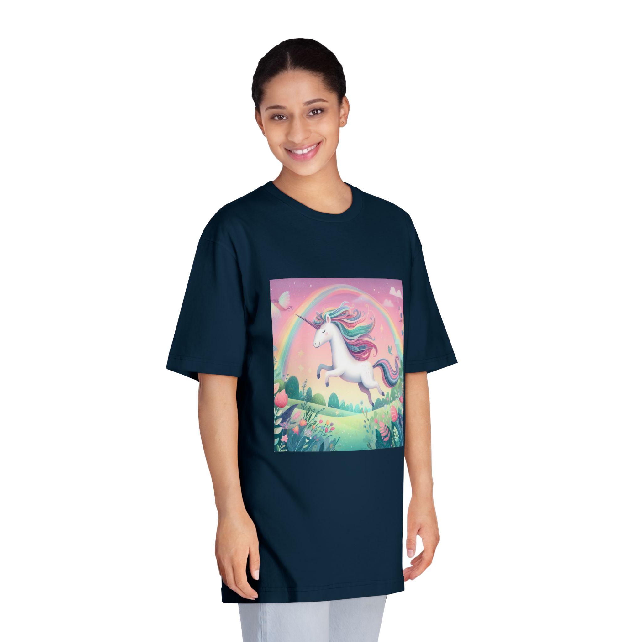 Beautiful Unicorn Running Magical Meadow Unicorn Background Images Whimsical Unicorn (9) Unisex Classic Crewneck T Shirt - Image 19