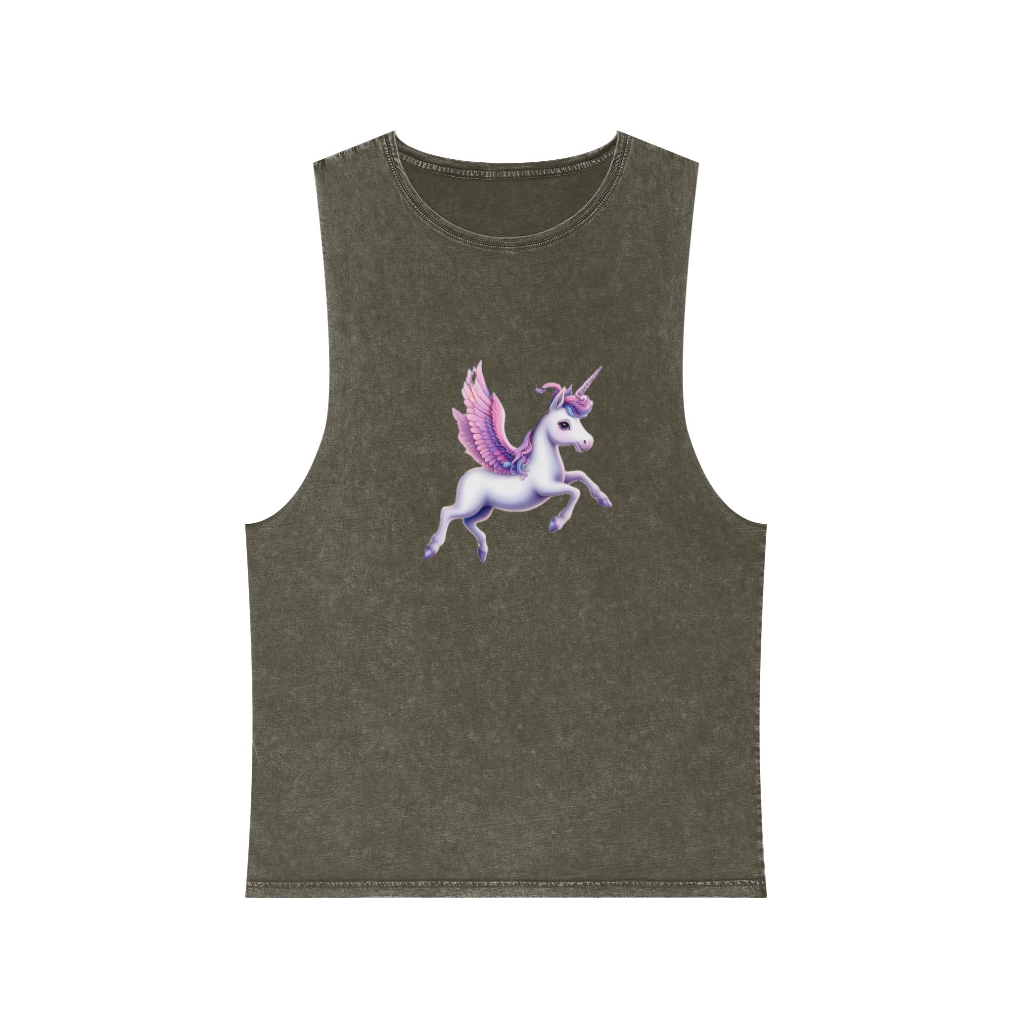 Beautiful Unicorn Running Magical Meadow Unicorn Background Images Whimsical Unicorn (41) Unisex Stonewash Tank Top - Image 5