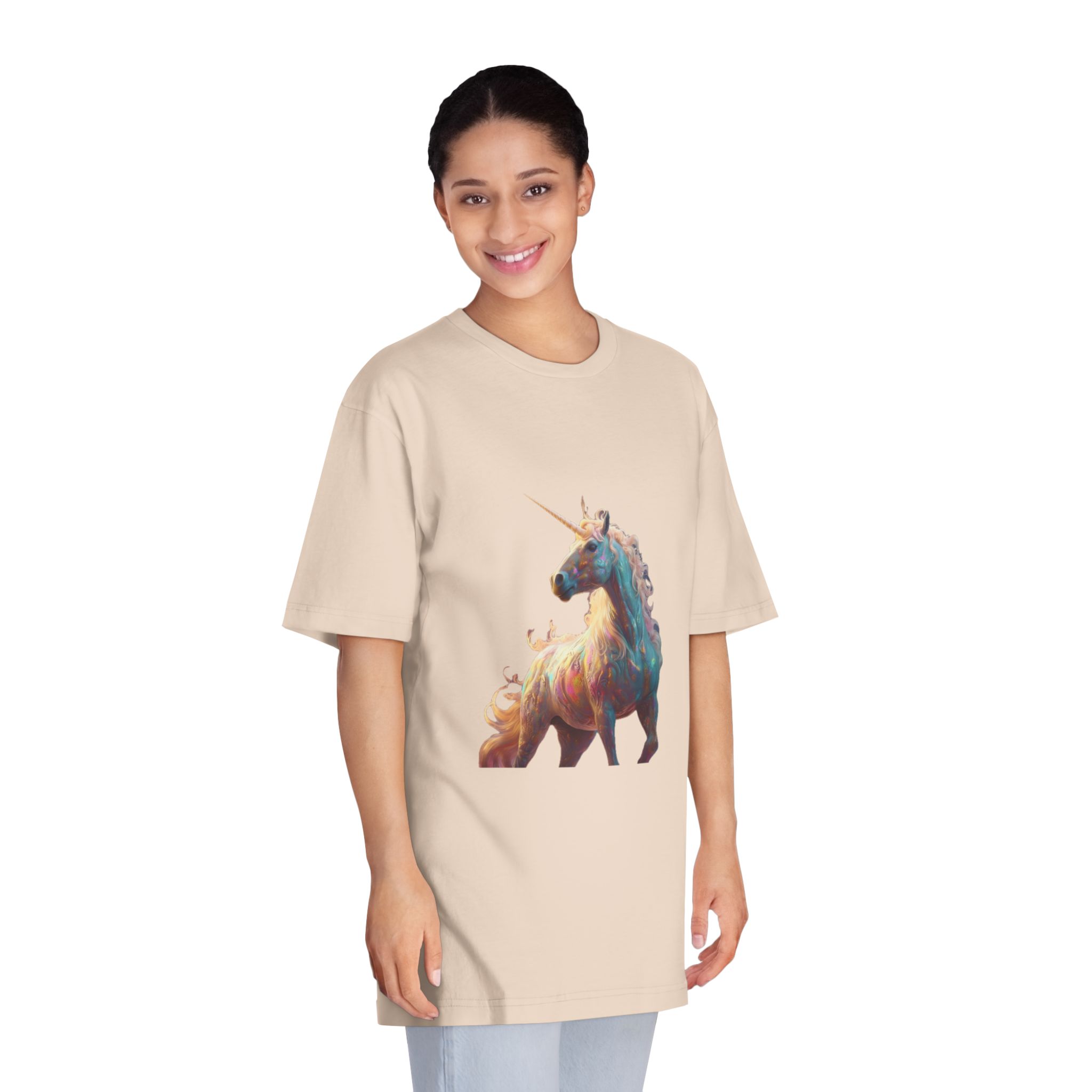 Unicorn With Long Mane Colorful Mane Standing Hill Generative Ai Unisex Classic Crewneck T Shirt - Image 11