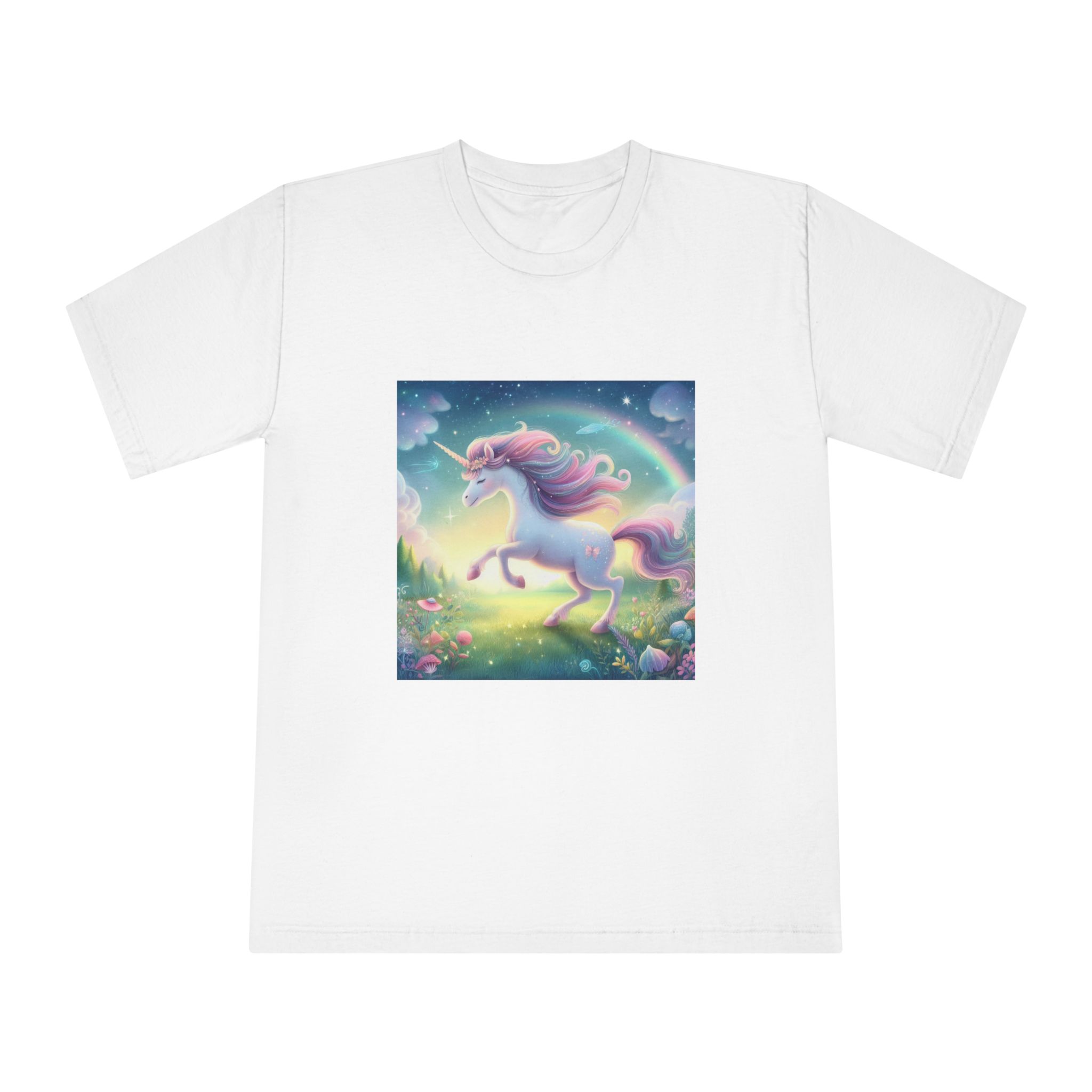 Beautiful Unicorn Running Magical Meadow Unicorn Background Images Whimsical Unicorn (21) Unisex Classic Crewneck T Shirt