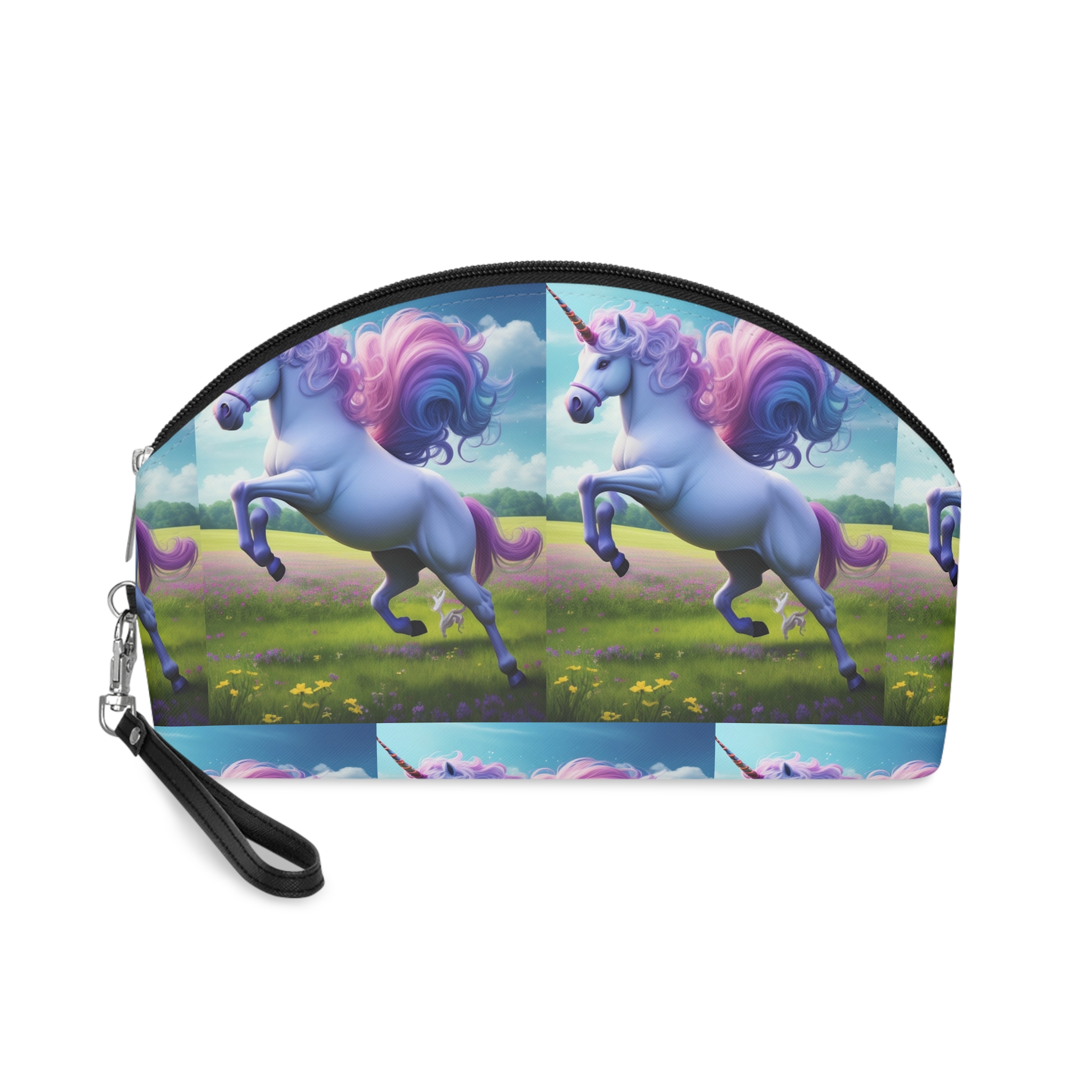 Beautiful Unicorn Running Magical Meadow Unicorn Background Images Whimsical Unicorn (26) Makeup Bag
