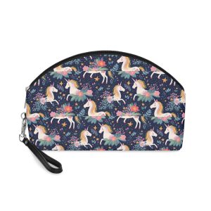 Close Up Pattern Unicorns Flowers Generative Ai Makeup Bag
