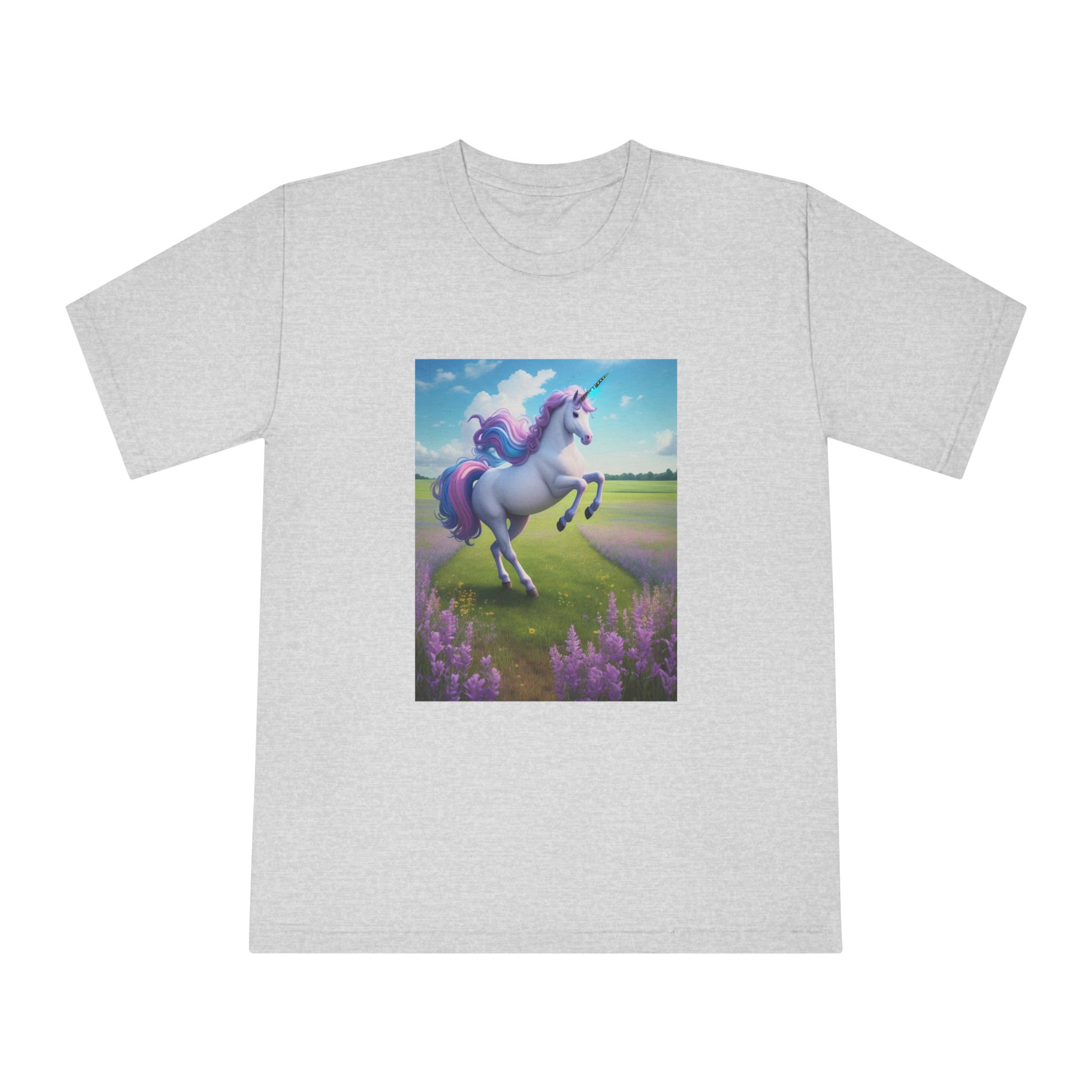 Beautiful Unicorn Running Magical Meadow Unicorn Background Images Whimsical Unicorn (72) Unisex Classic Crewneck T Shirt - Image 13