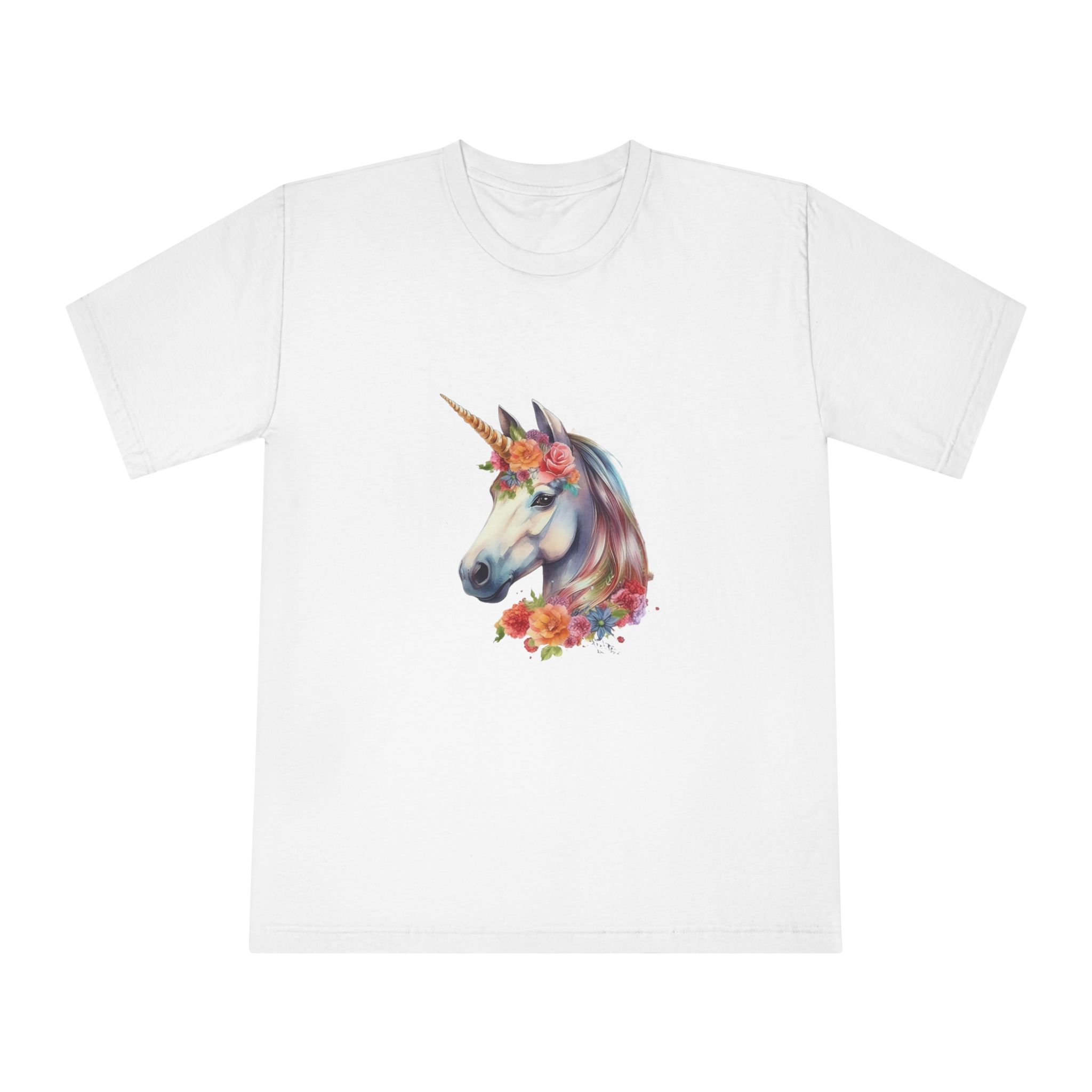 Watercolor Unicorn With Floral Crown Fotor Bg Remover 2023120317822 Unisex Classic Crewneck T Shirt