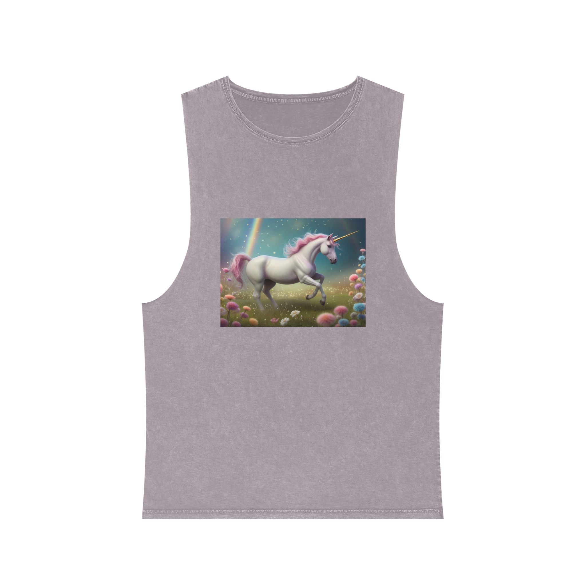 Beautiful Unicorn Running Magical Meadow Unicorn Background Images Whimsical Unicorn (15) Unisex Stonewash Tank Top - Image 17