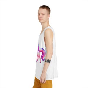 Cute Colorful Magical Adorable Kawaii Unicorn Sparles Violet Background Mens Tank Aop