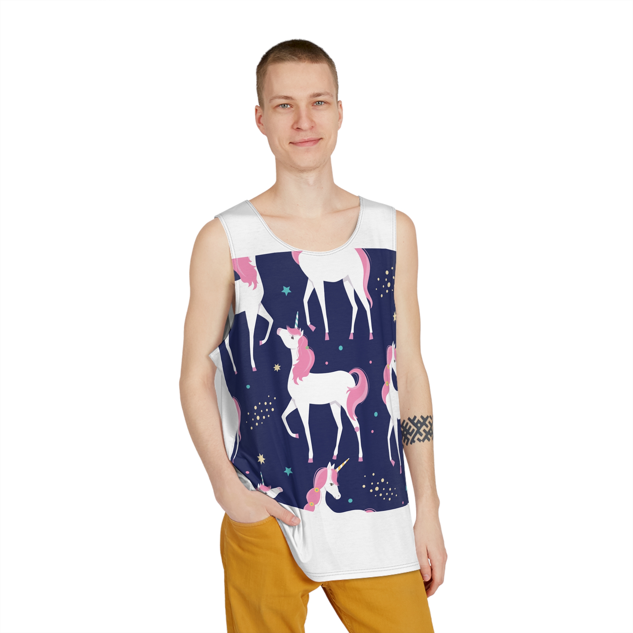 Unicorn Patterns Mens Tank Aop - Image 3