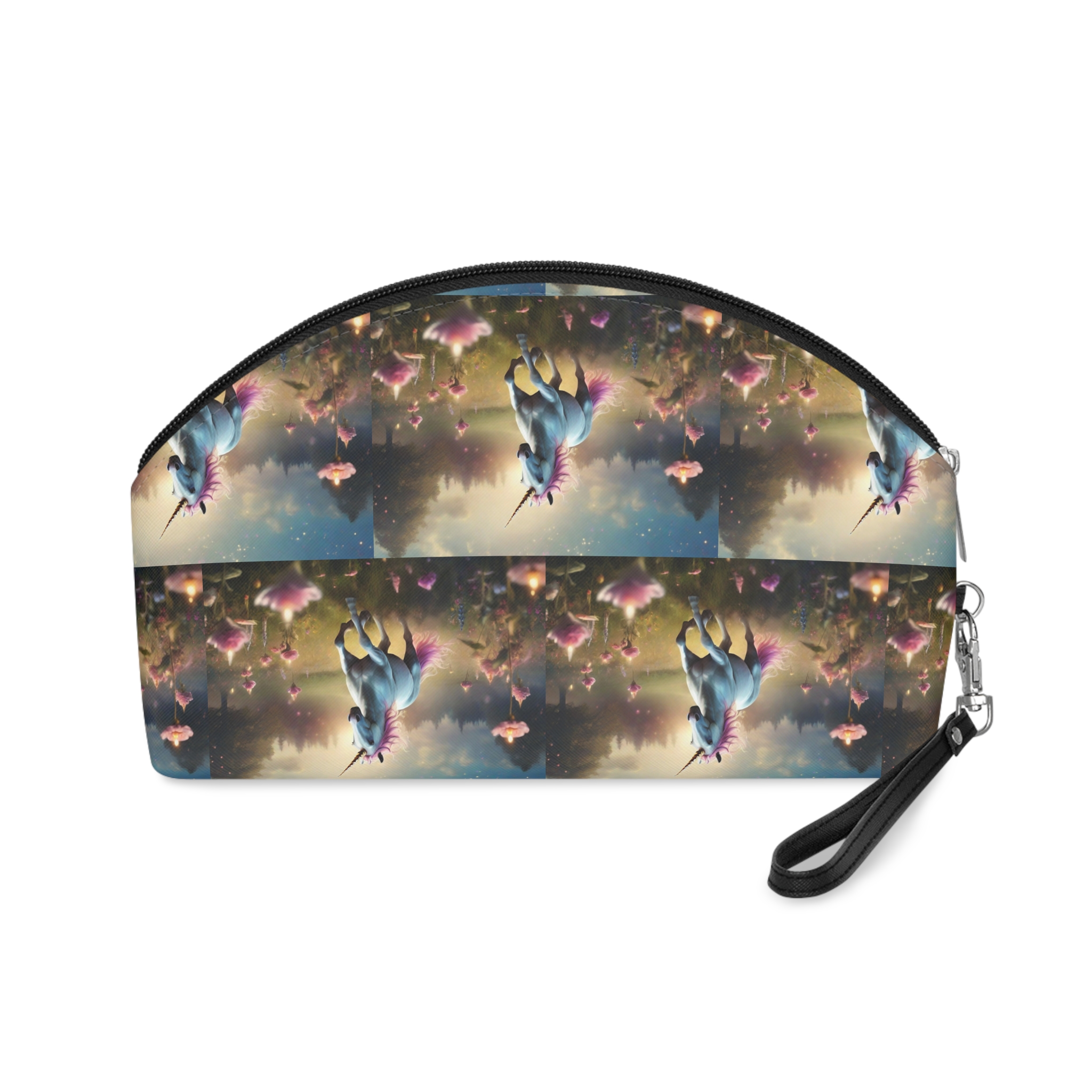Beautiful Unicorn Running Magical Meadow Unicorn Background Images Whimsical Unicorn (19) Makeup Bag - Image 2