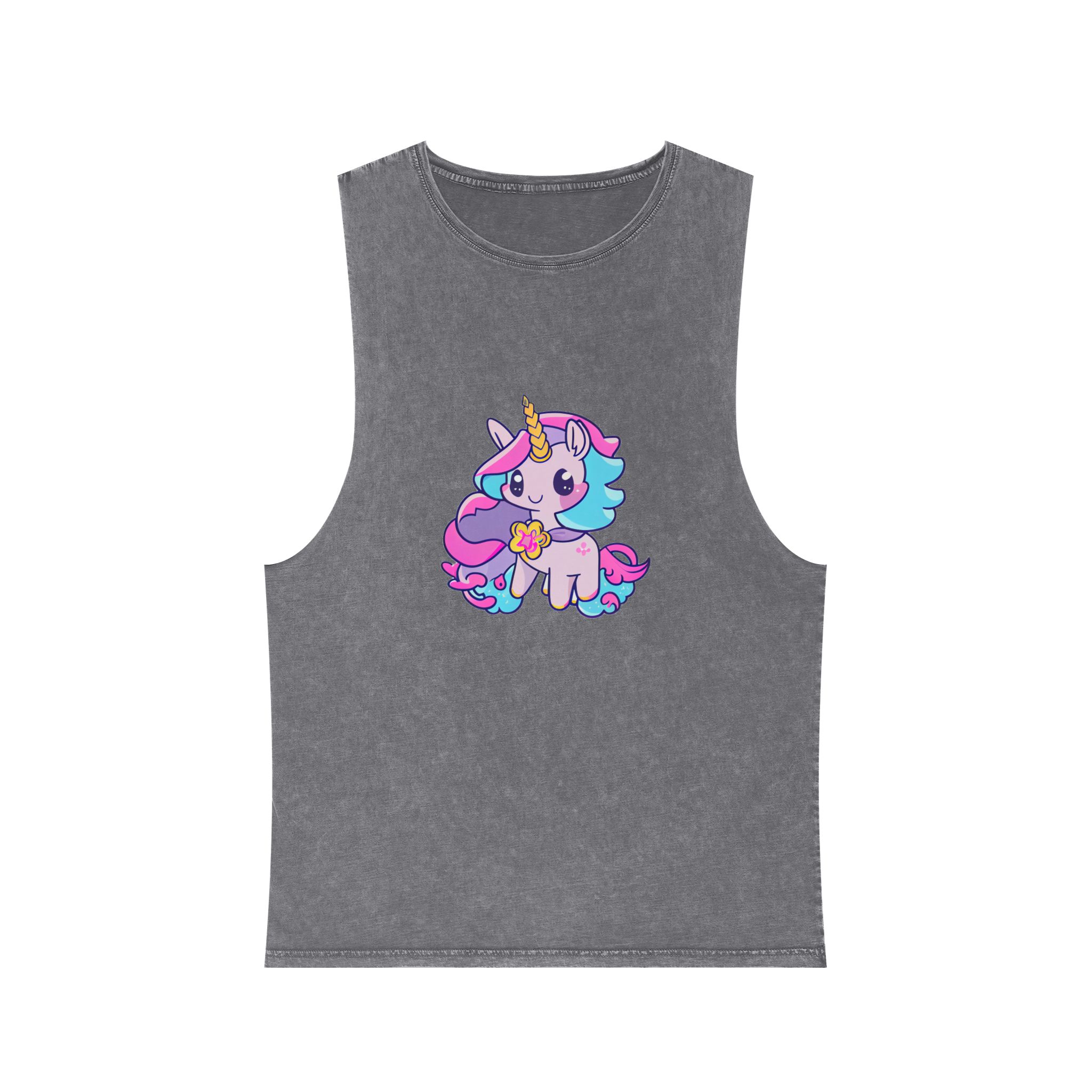 There Is Cartoon Unicorn With Heart Its Chest Generative Ai Unisex Stonewash Tank Top - Image 9