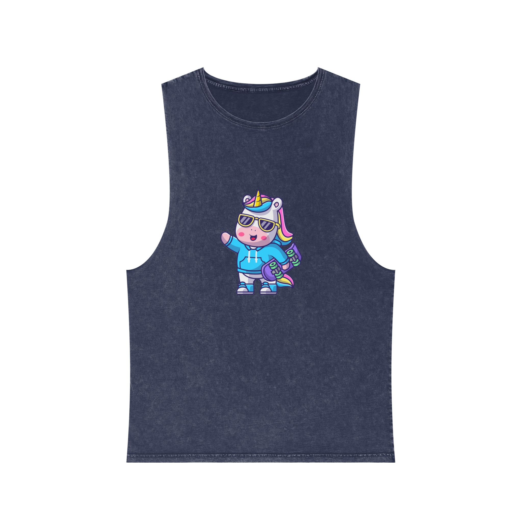 Cute Unicorn Skate Unisex Stonewash Tank Top - Image 13