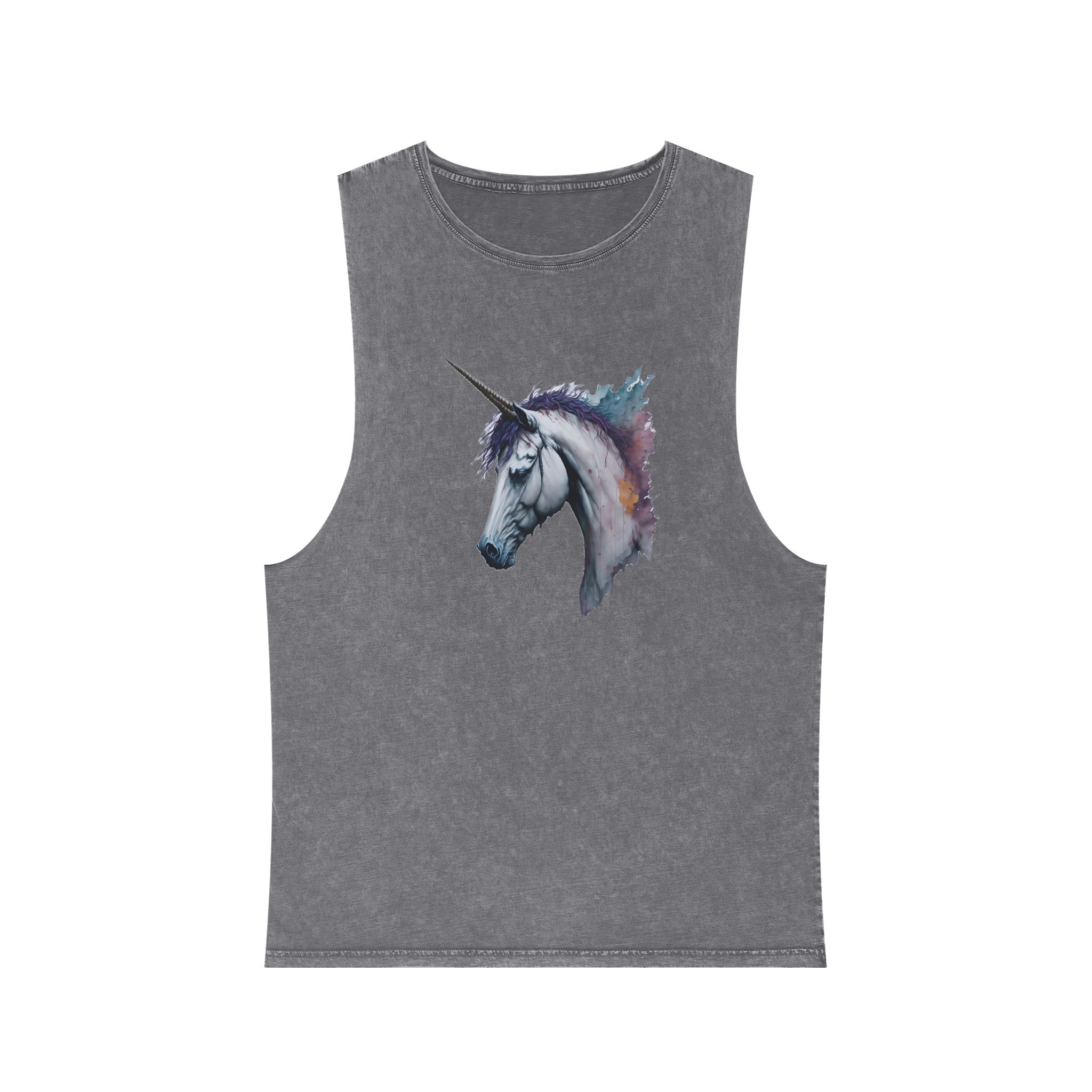 Illustration Unicorn Painted Watercolor Technique Generative Ai Decorative Painting Unisex Stonewash Tank Top - Image 9