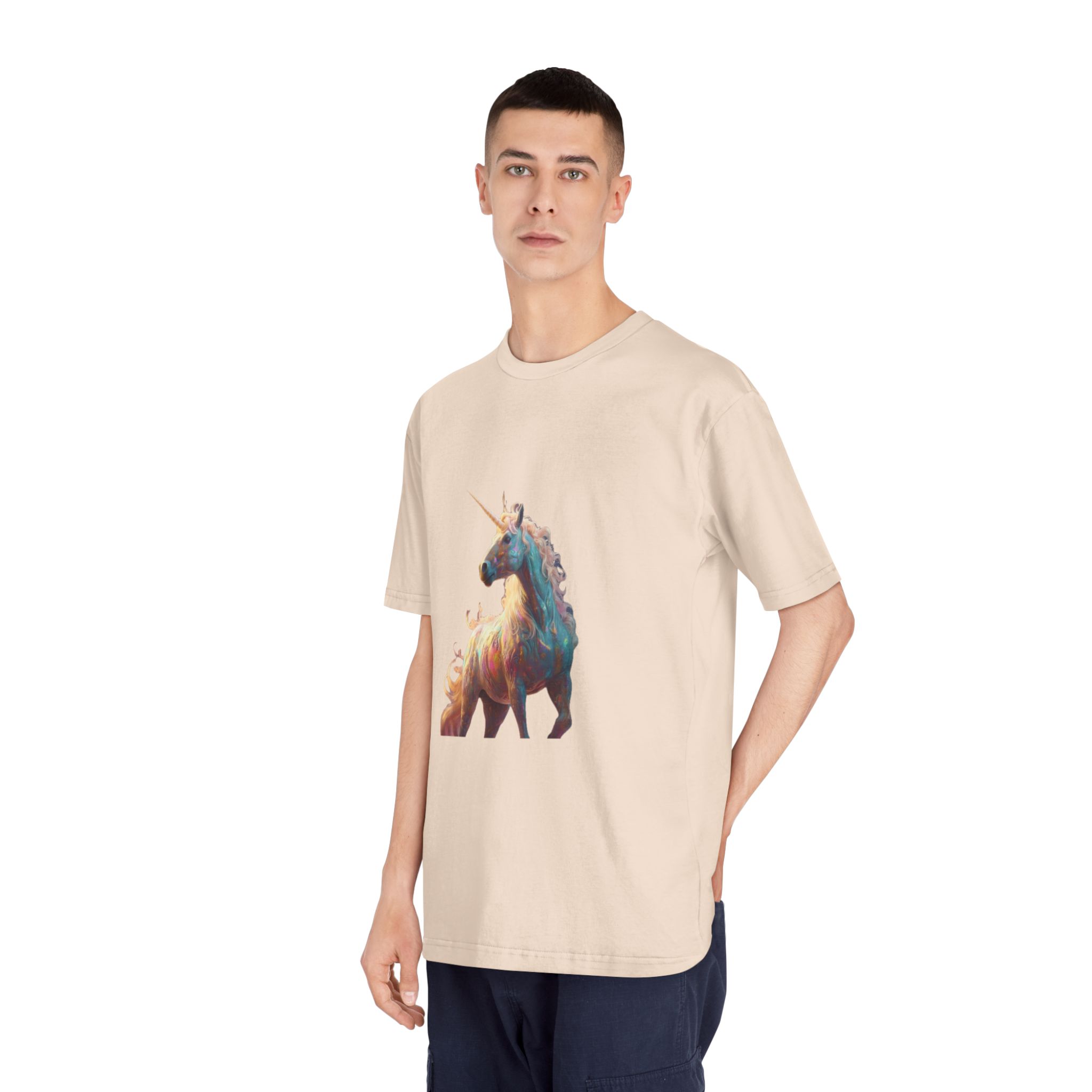 Unicorn With Long Mane Colorful Mane Standing Hill Generative Ai Unisex Classic Crewneck T Shirt - Image 12