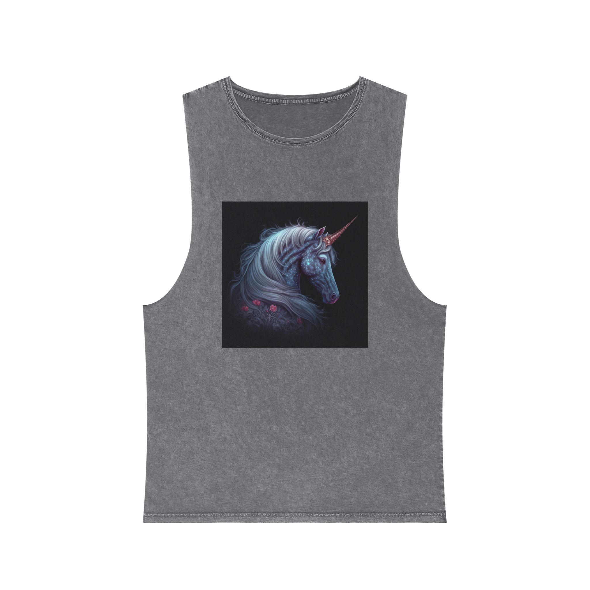 Adorable Colorful Unicorn Unisex Stonewash Tank Top - Image 9