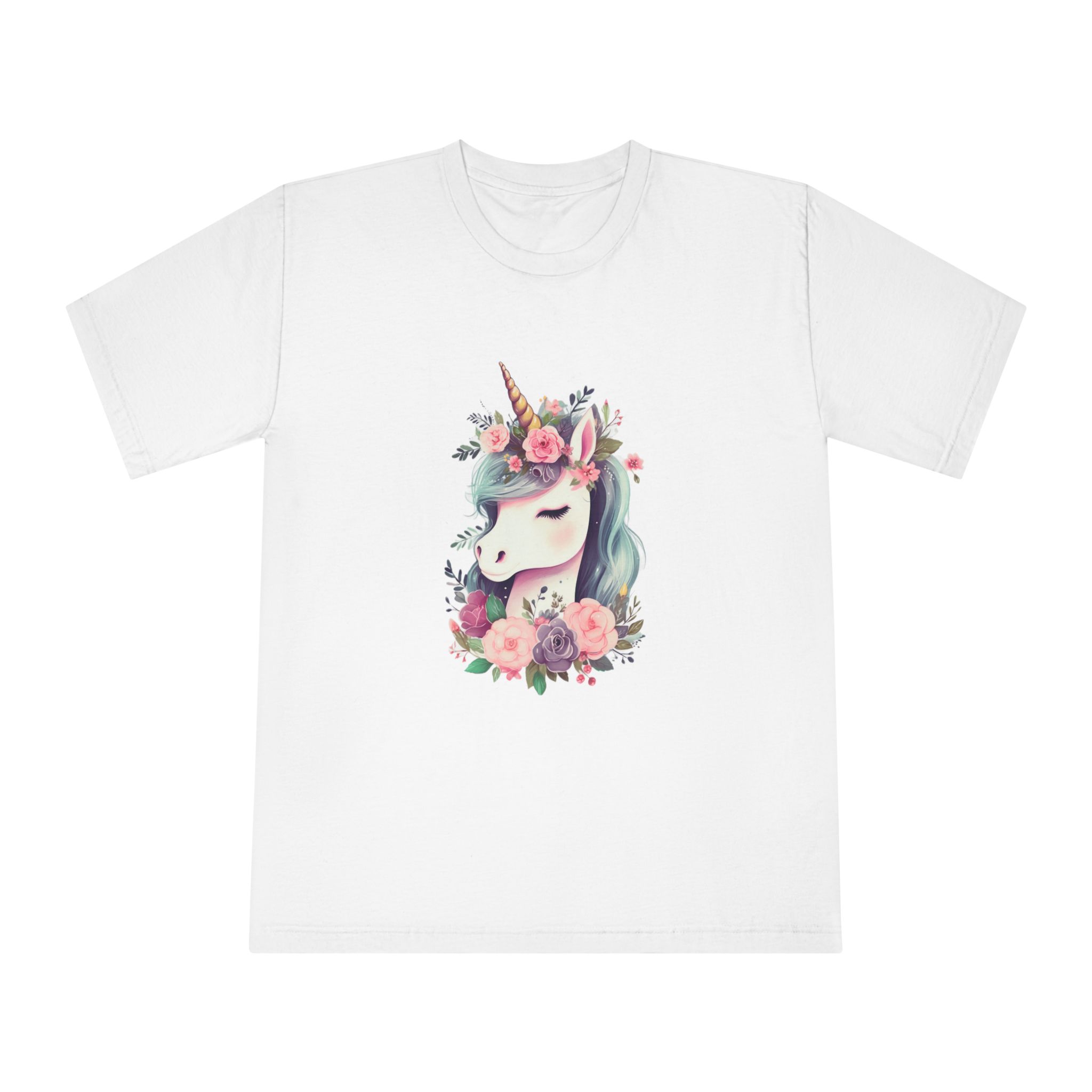 Unicorn With Floral Crown Its Head Unisex Classic Crewneck T Shirt
