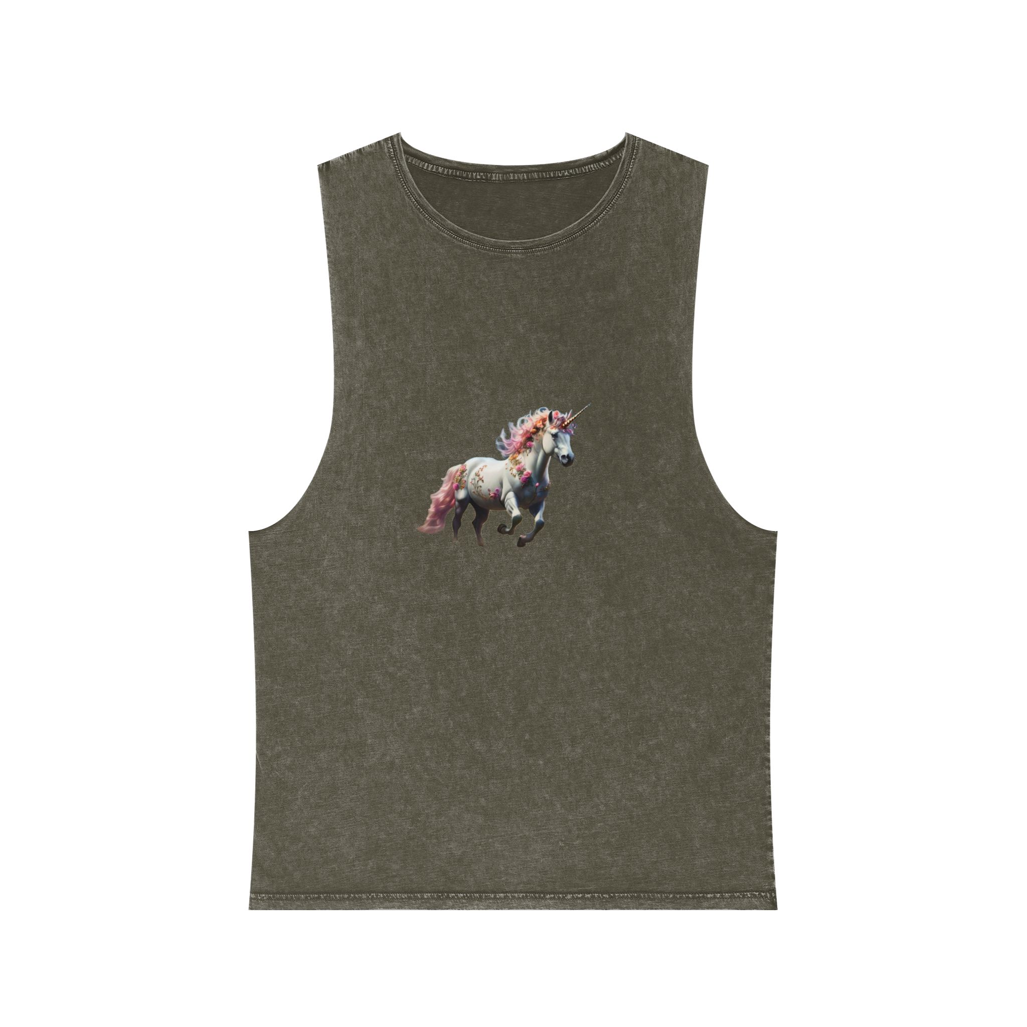 Beautiful Unicorn Running Magical Meadow Unicorn Background Images Whimsical Unicorn (38) Unisex Stonewash Tank Top - Image 5